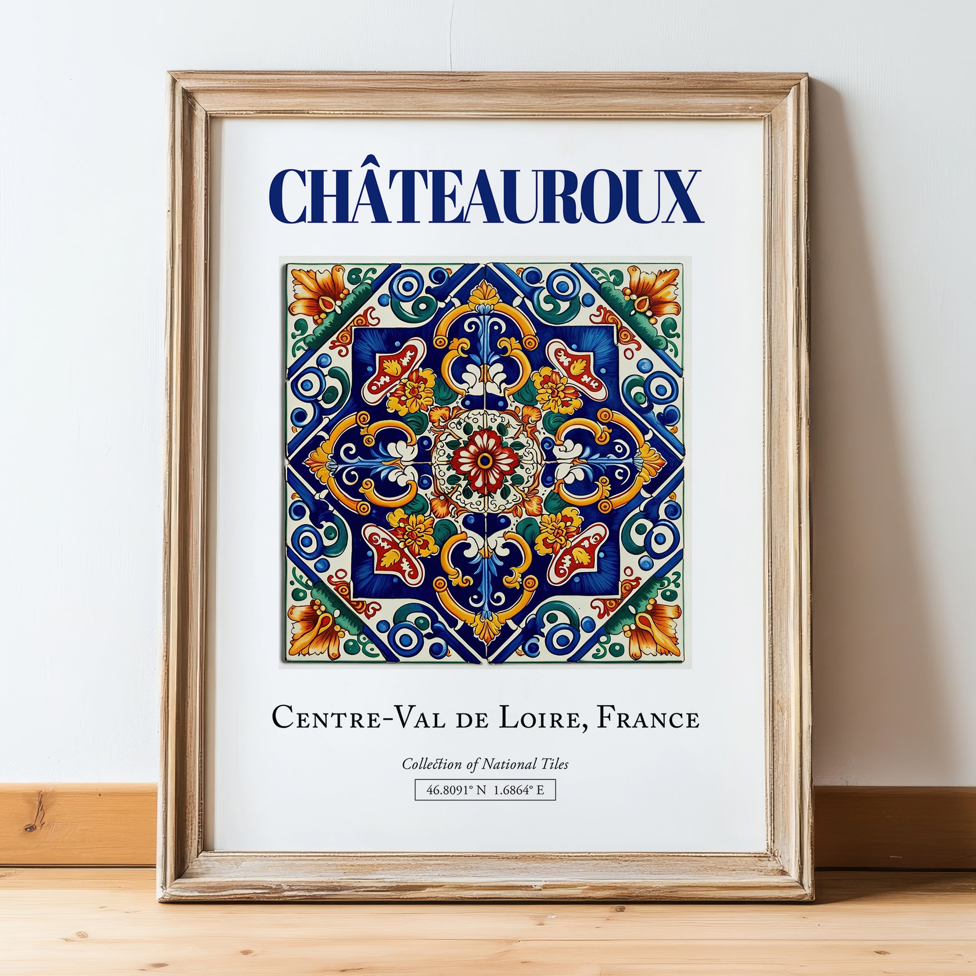 Châteauroux, France – Travel Print, in wooden frame leaning on the floor