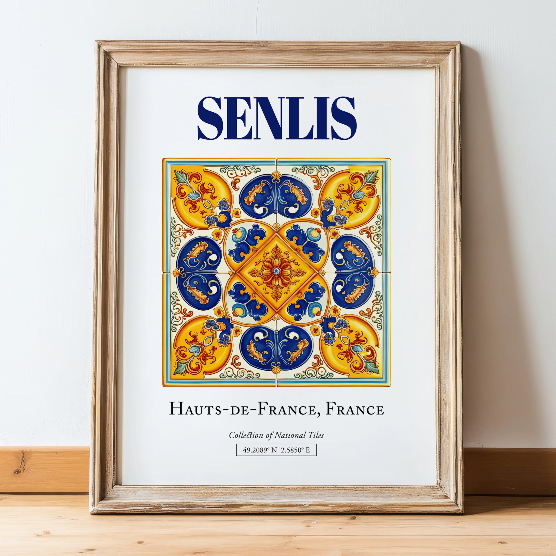Senlis, France – Global Wall Art, in wooden frame leaning on the floor