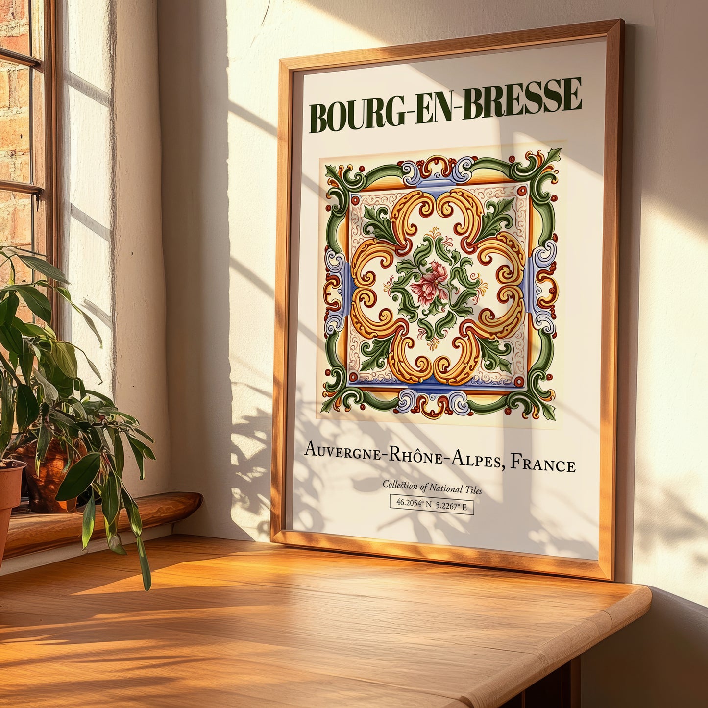 Bourg-en-Bresse, France – Travel Poster, clean layout with no caption