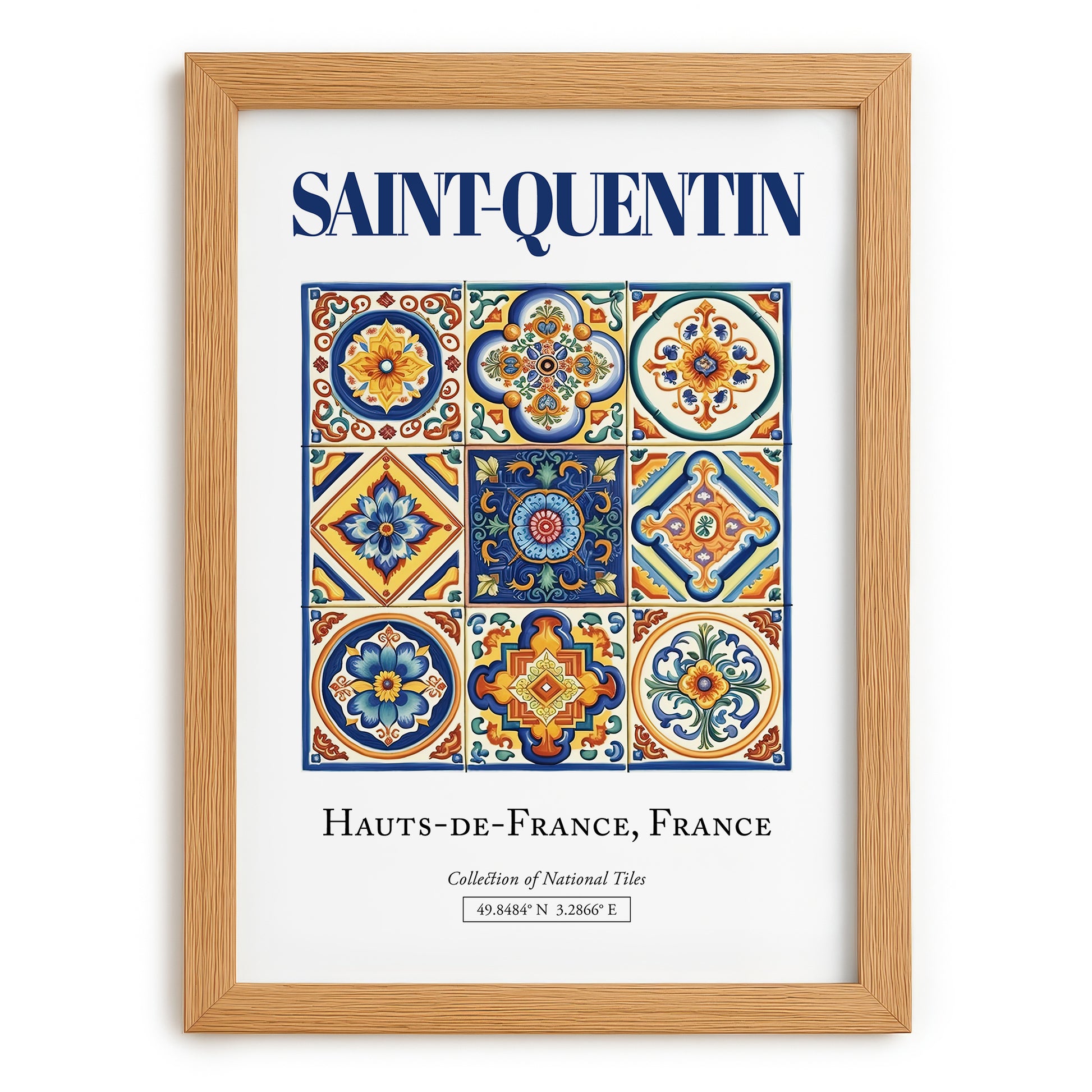 Saint-Quentin, France – Travel Poster, set in oak frame