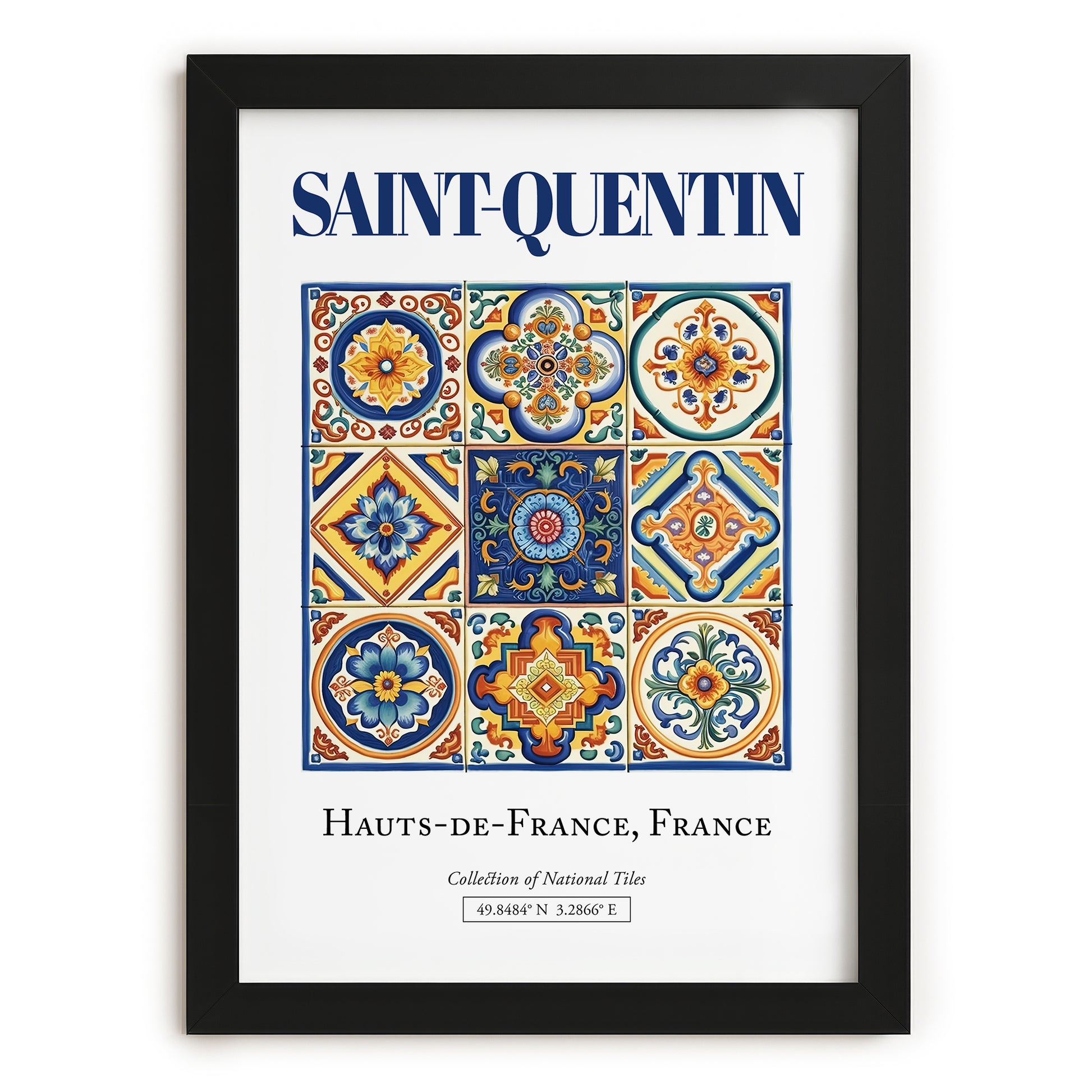 Saint-Quentin, France – Travel Poster, in sleek black frame