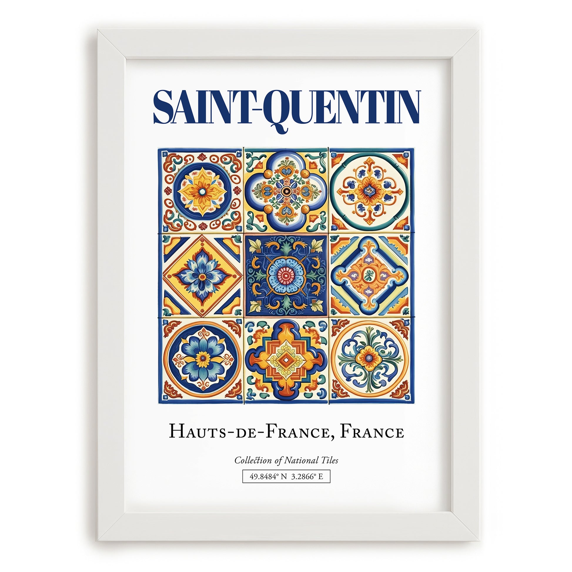 Saint-Quentin, France – Travel Poster, placed in minimal white frame