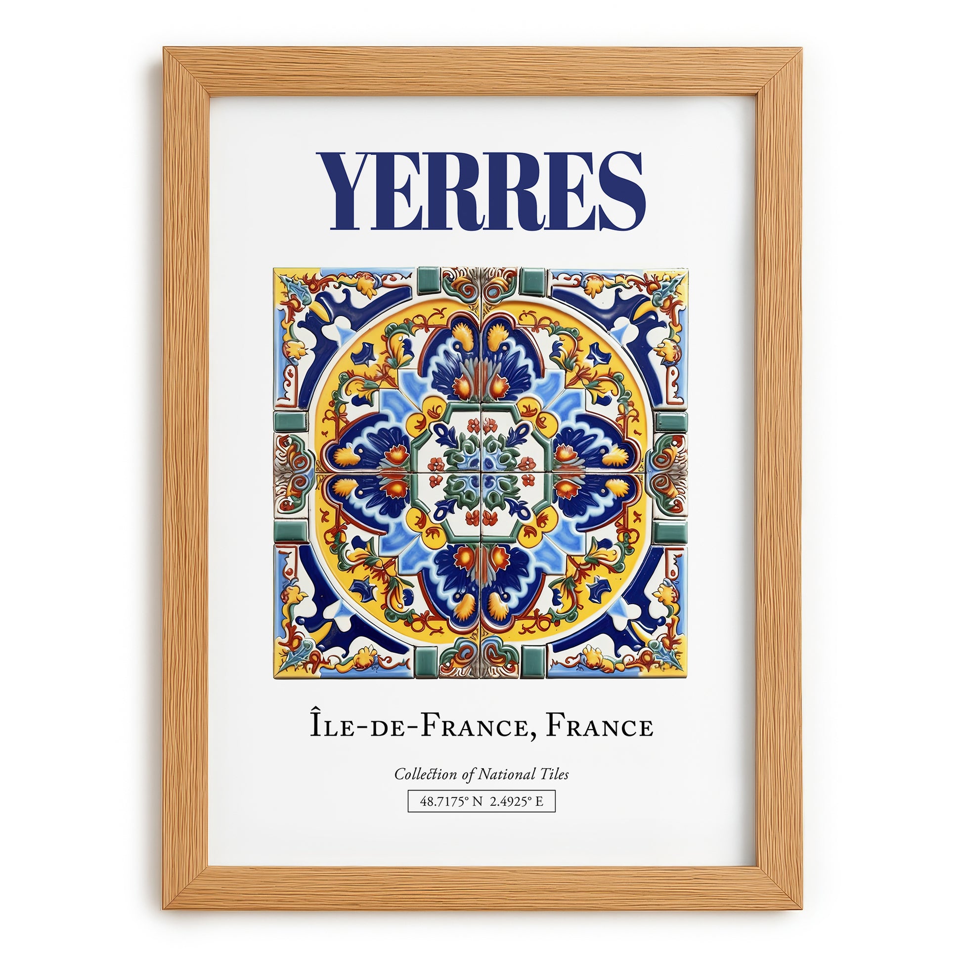 Yerres, France – Travel Poster, set in oak frame