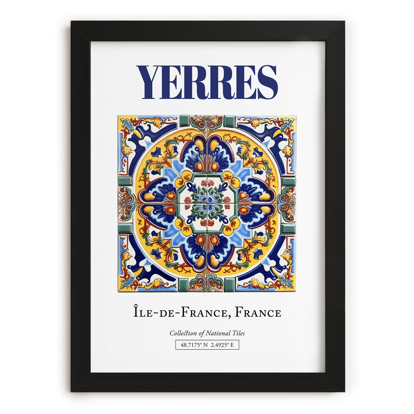 Yerres, France – Travel Poster, in sleek black frame