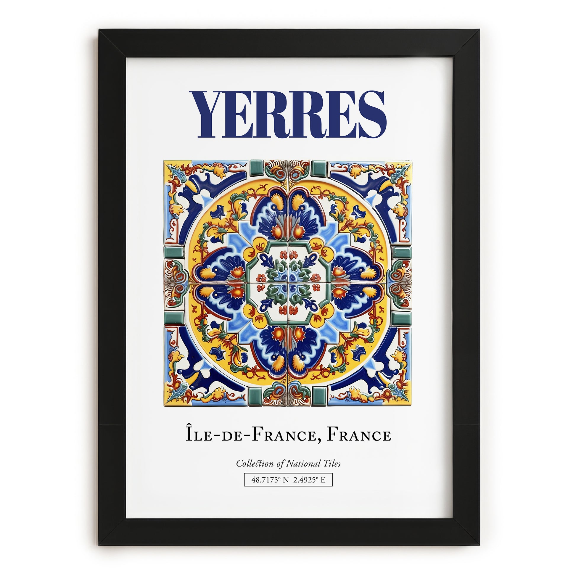 Yerres, France – Travel Poster, in sleek black frame