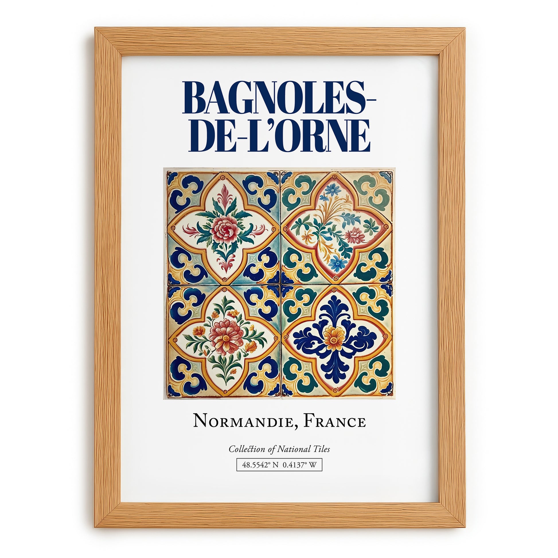 Bagnoles-de-l'Orne, France – Minimalist Travel Print, set in oak frame