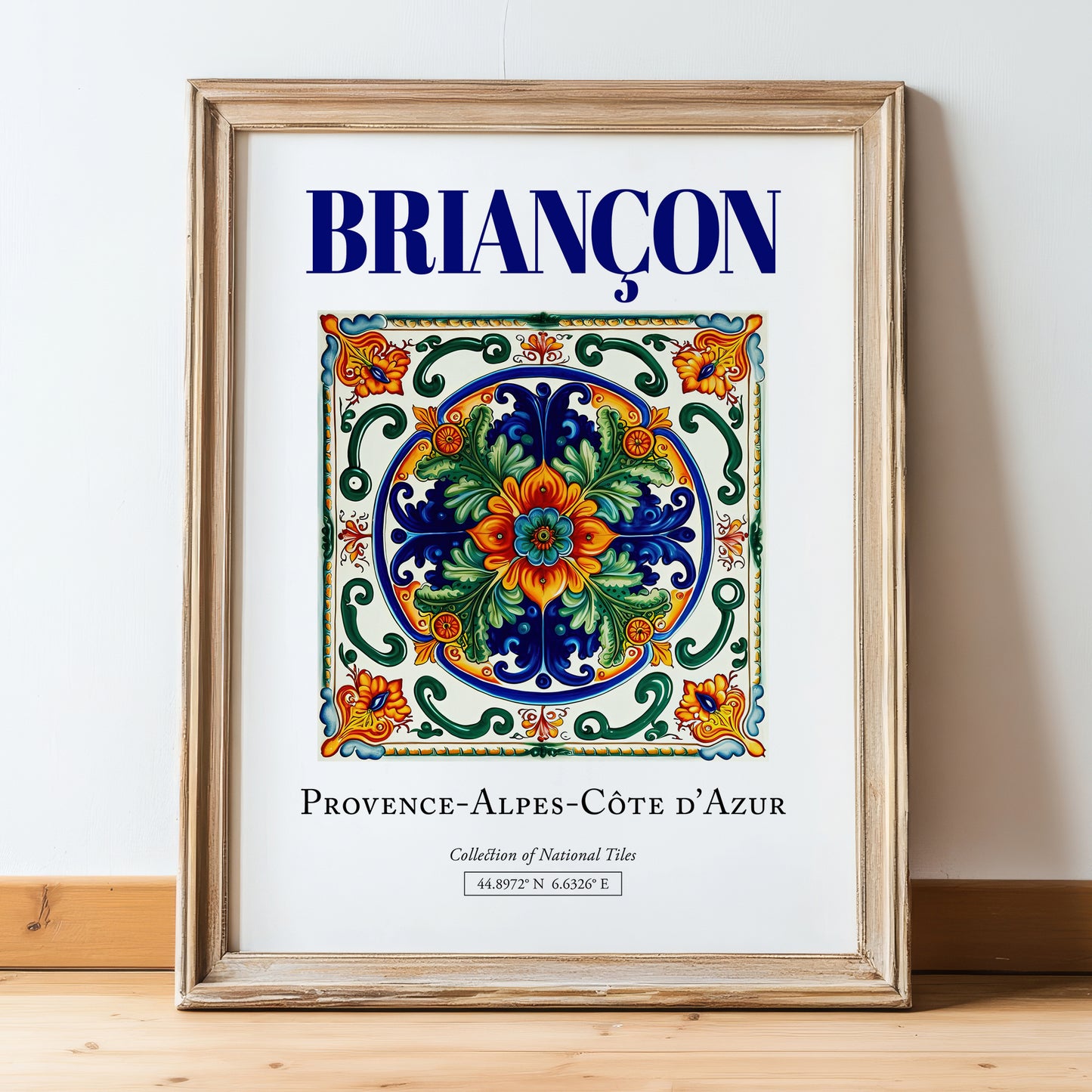Briançon, France – Travel Print, in wooden frame leaning on the floor
