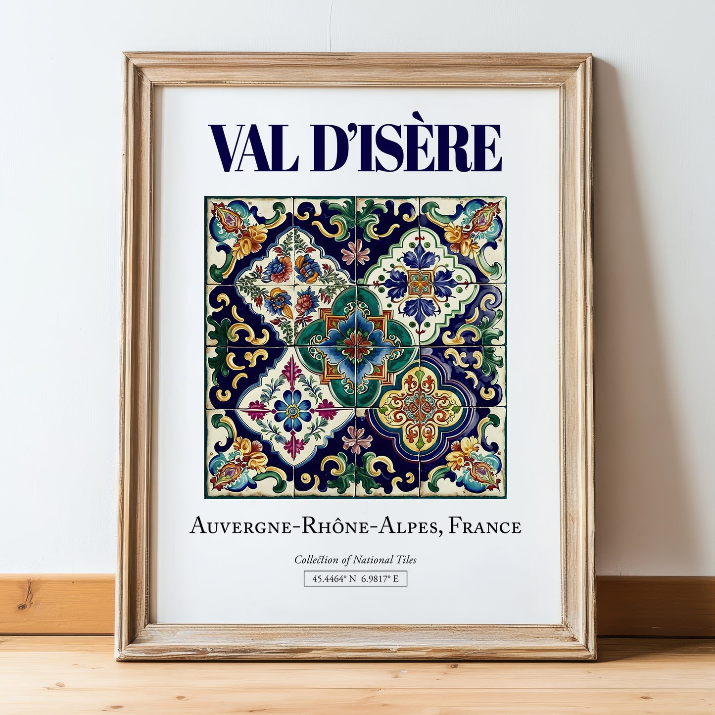 Val d'Isère, France – Global Cities Wall Print, in wooden frame leaning on the floor