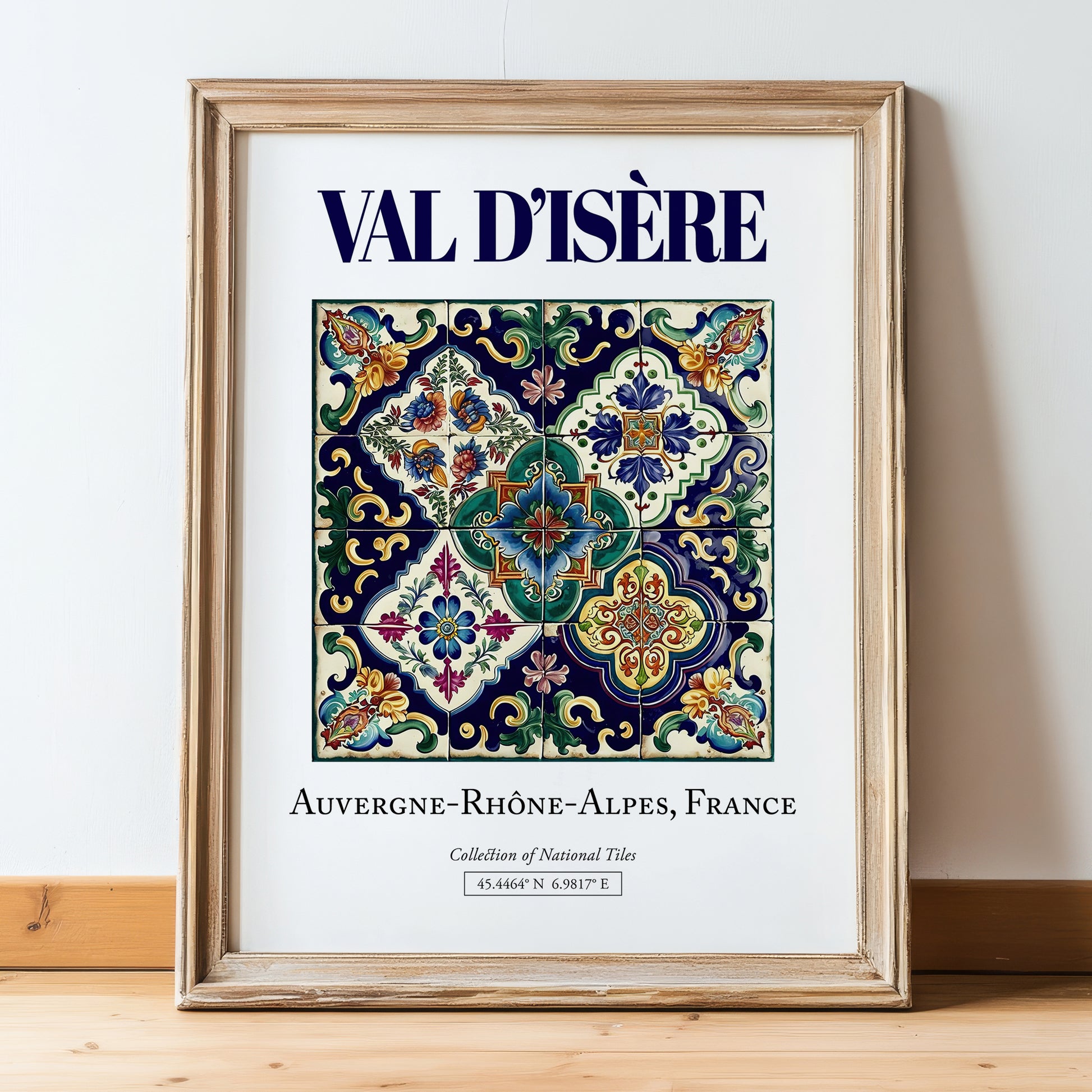 Val d'Isère, France – Global Cities Wall Print, in wooden frame leaning on the floor