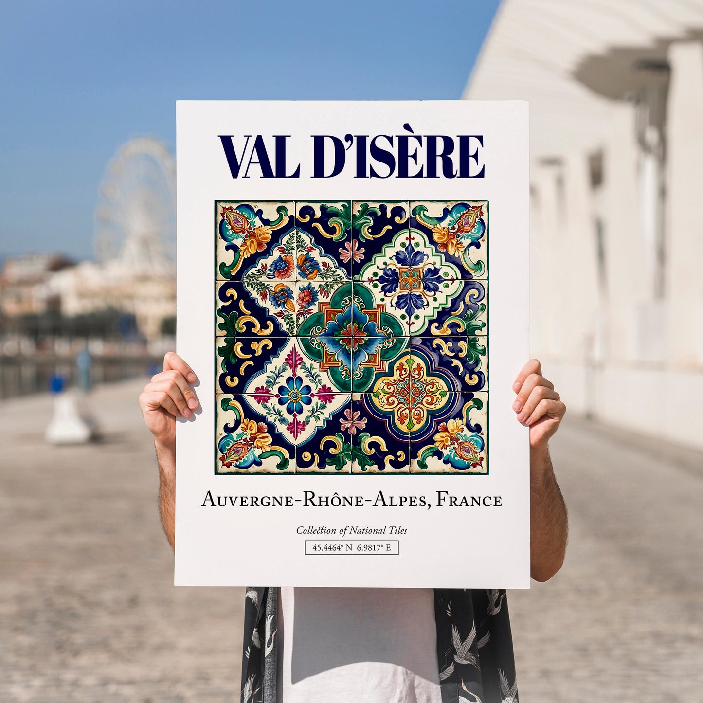 Val d'Isère, France – Global Cities Wall Print, no-text version framed in wood