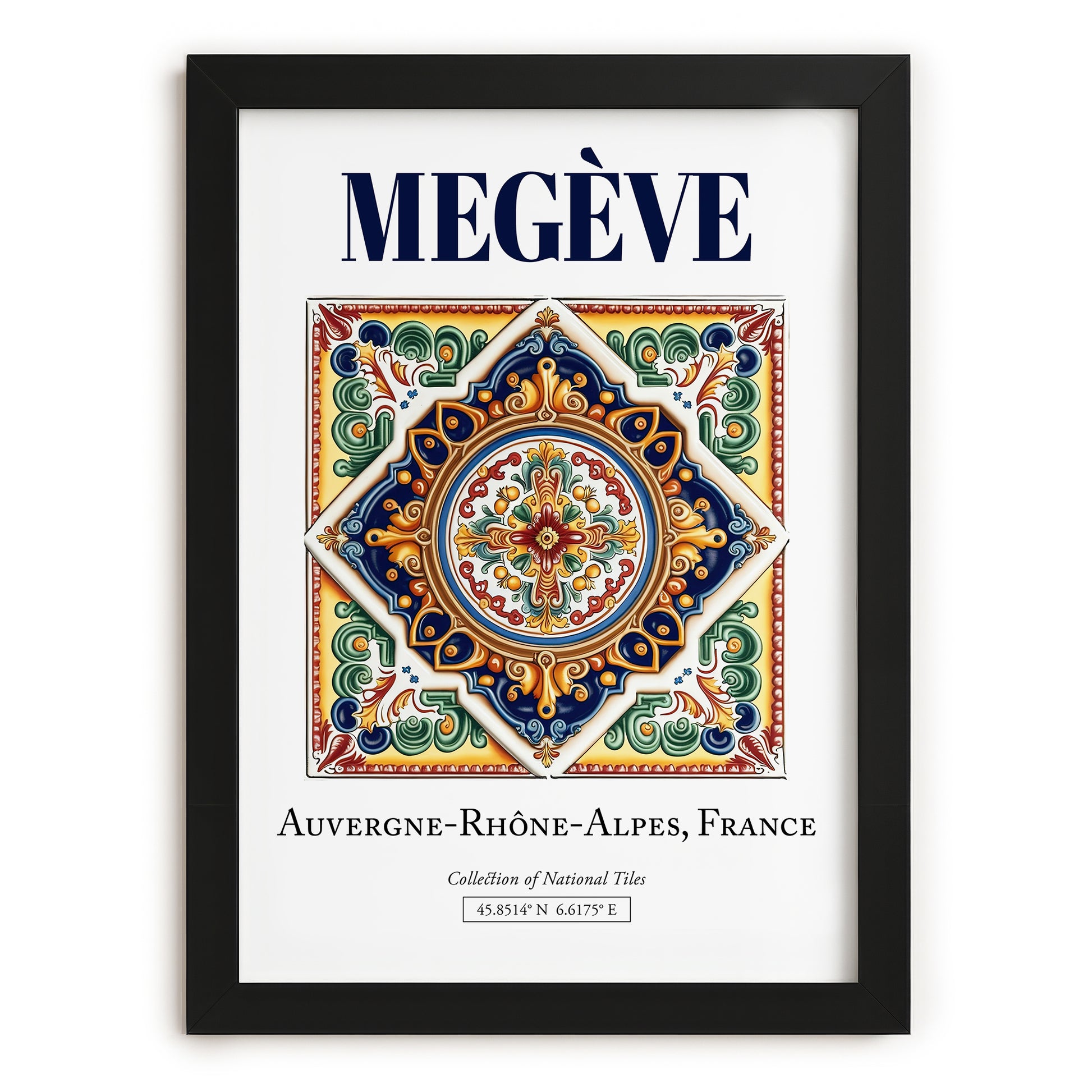 Megève, France – Minimalist Travel Print, in sleek black frame