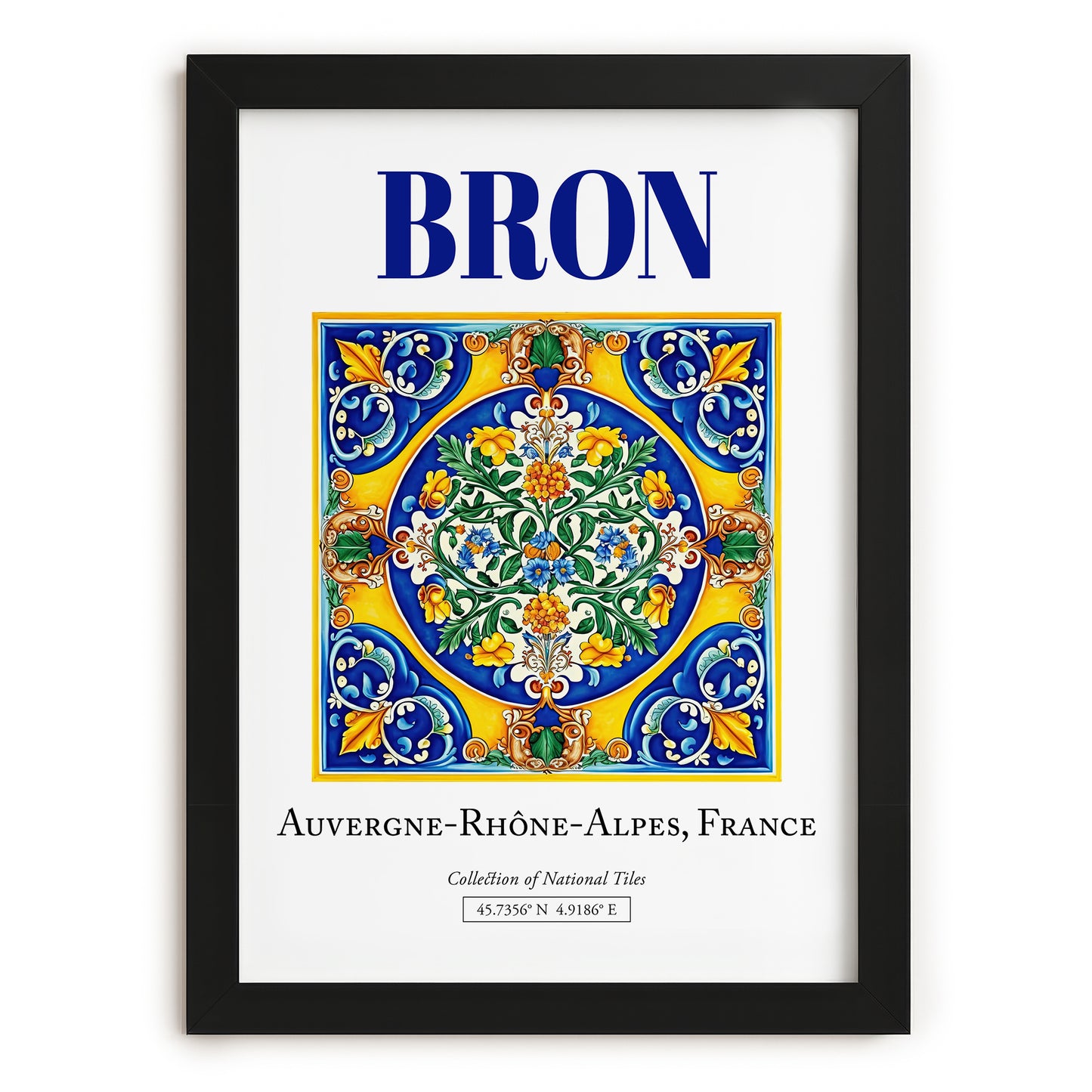 Bron, France – Travel Print, in sleek black frame