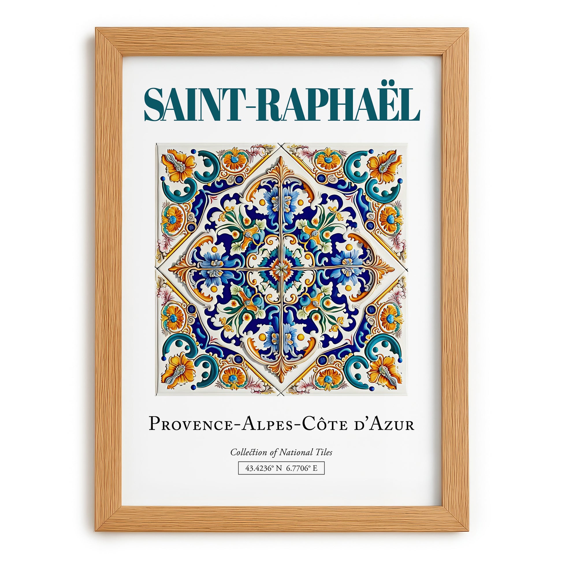 Saint-Raphaël, France – Travel Poster, set in oak frame