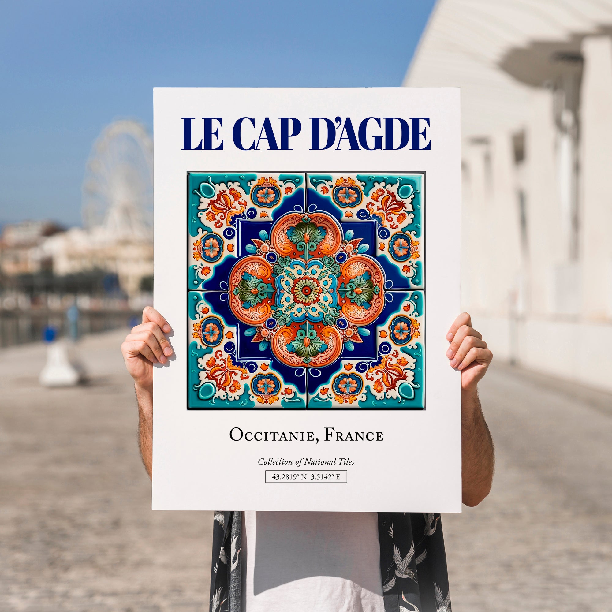 Le Cap d'Agde, France – Travel Poster, no-text version framed in wood