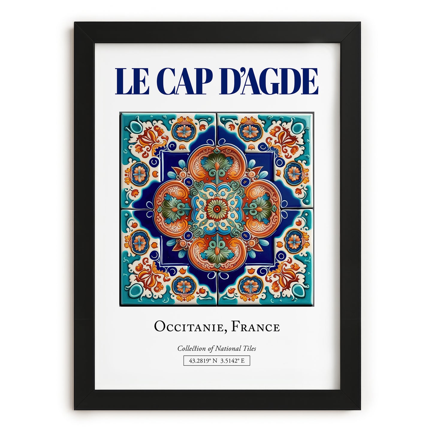 Le Cap d'Agde, France – Travel Poster, in sleek black frame