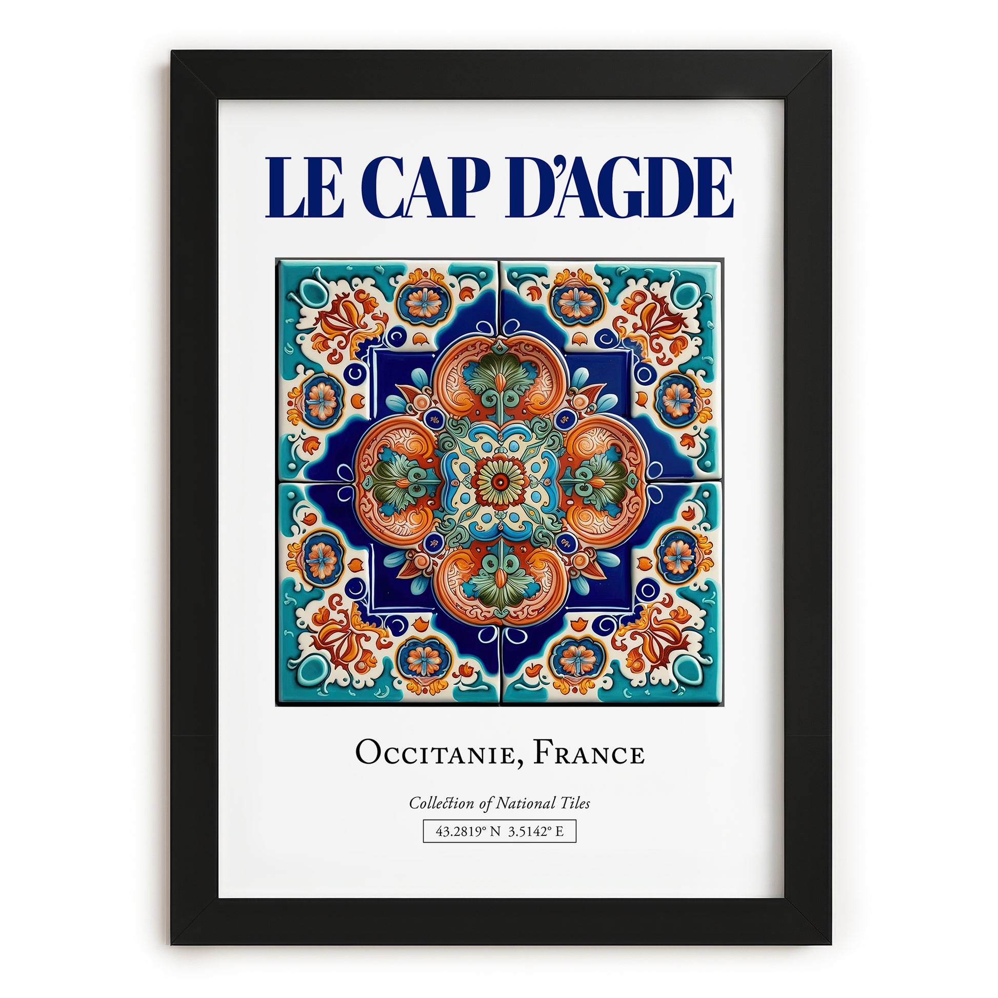 Le Cap d'Agde, France – Travel Poster, in sleek black frame