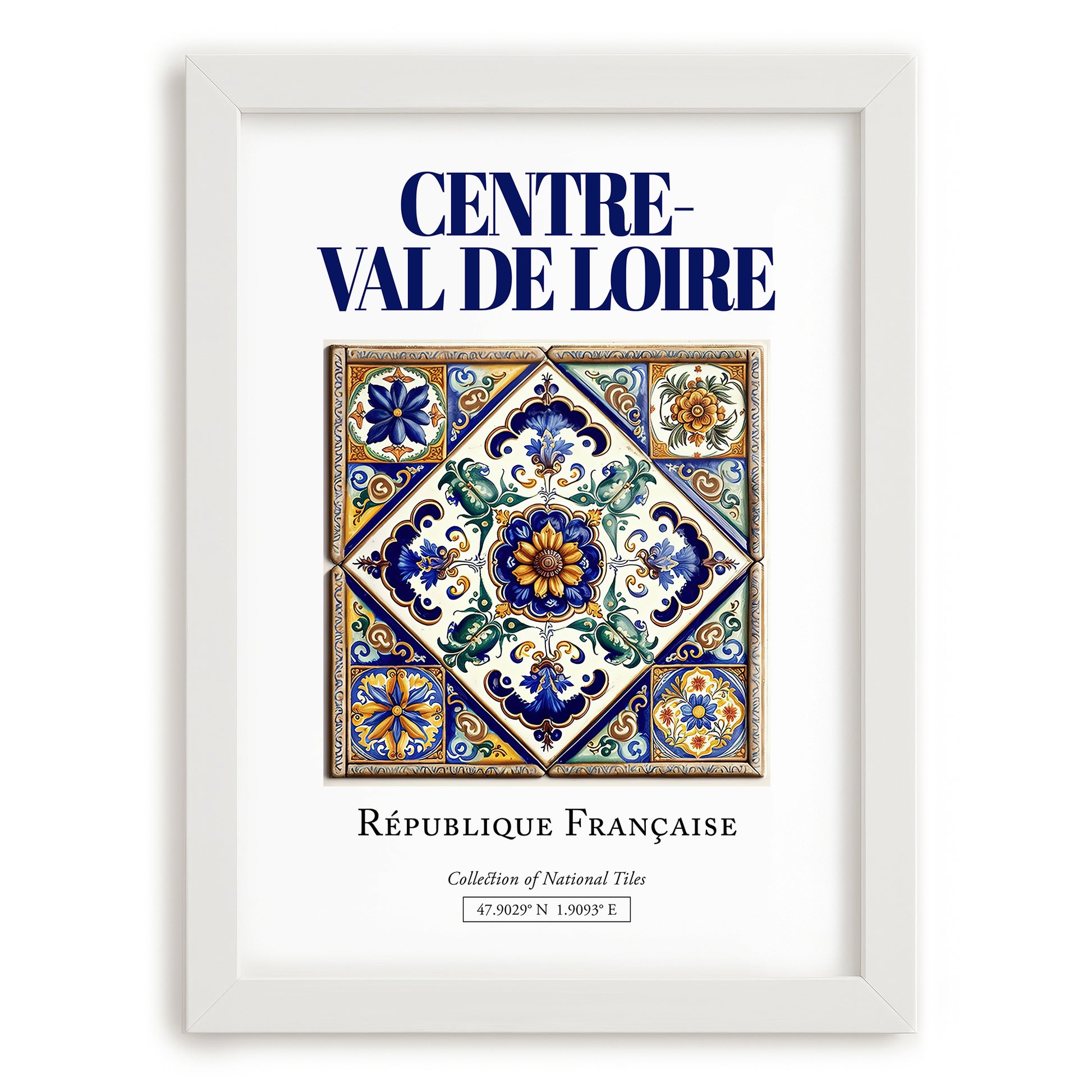 Centre-Val de Loire, France – Global Wall Art, placed in minimal white frame