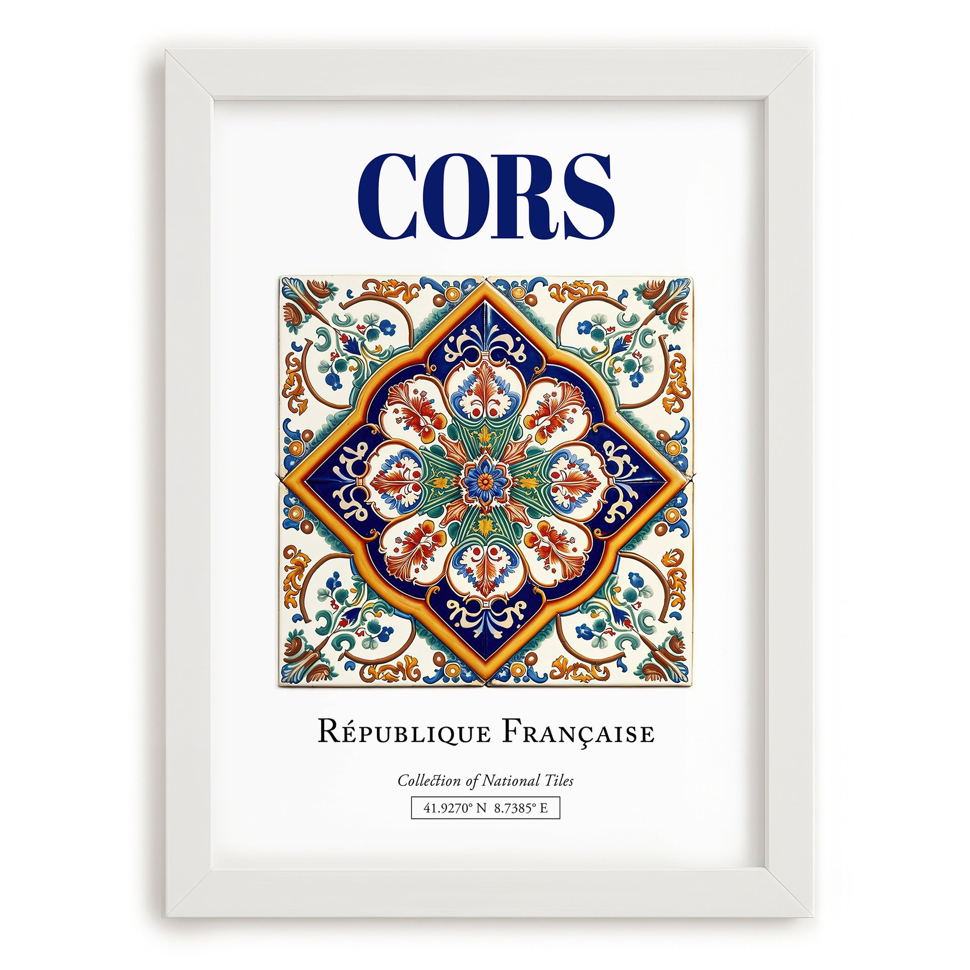 Cors, France – World Heritage Travel Poster, placed in minimal white frame