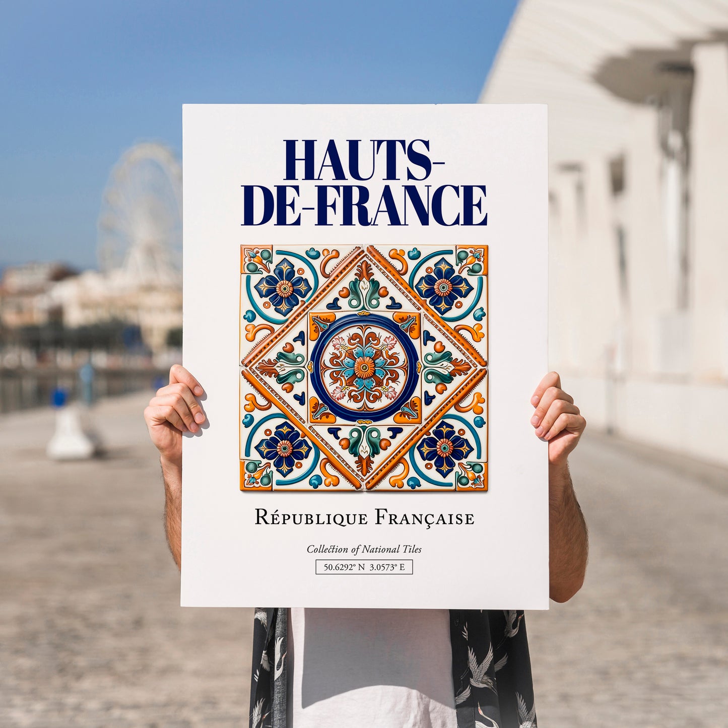 Hauts-de-France, France – Travel Poster, no-text version framed in wood