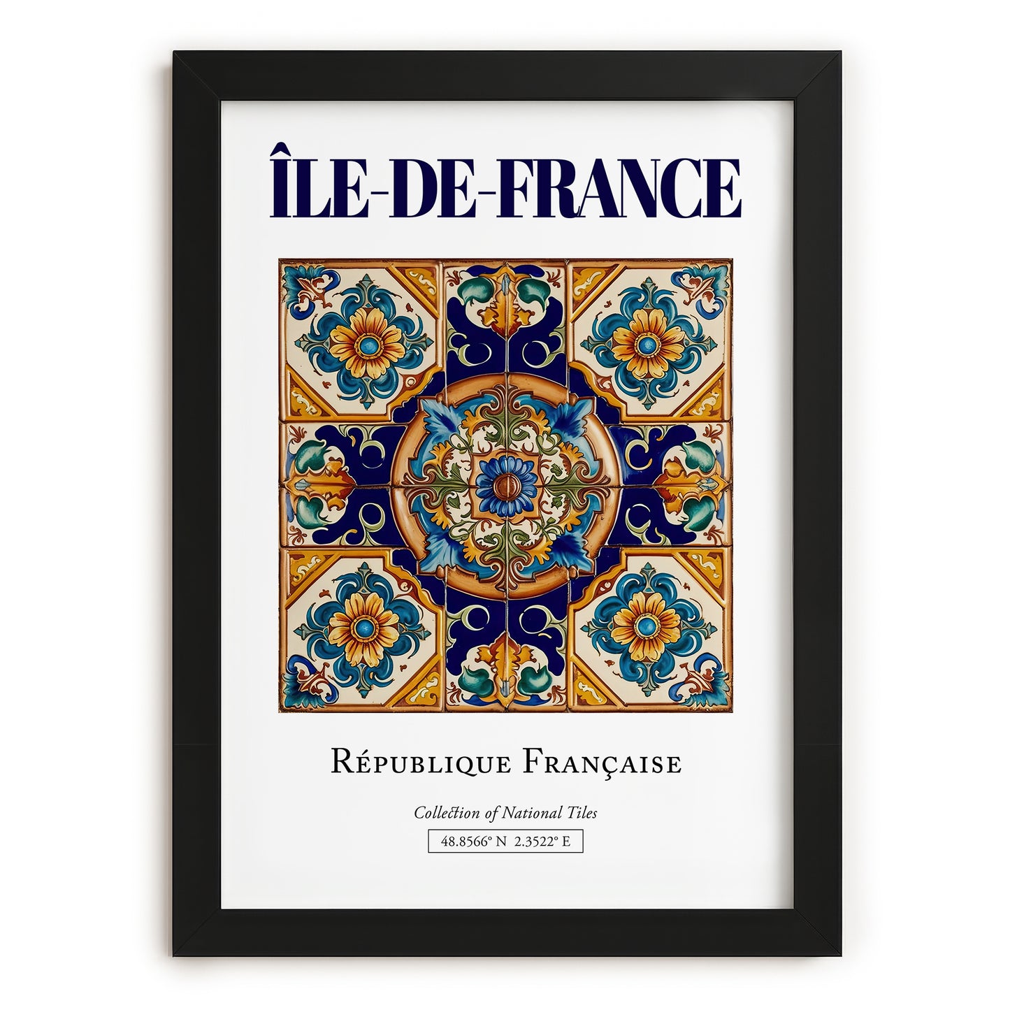 Île-de-France, France – World Heritage Travel Poster, in sleek black frame
