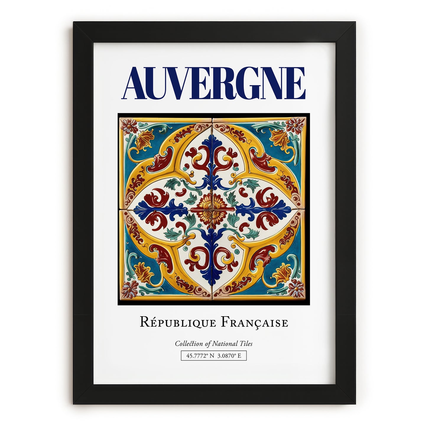 Auvergne, France – Travel Poster, in sleek black frame