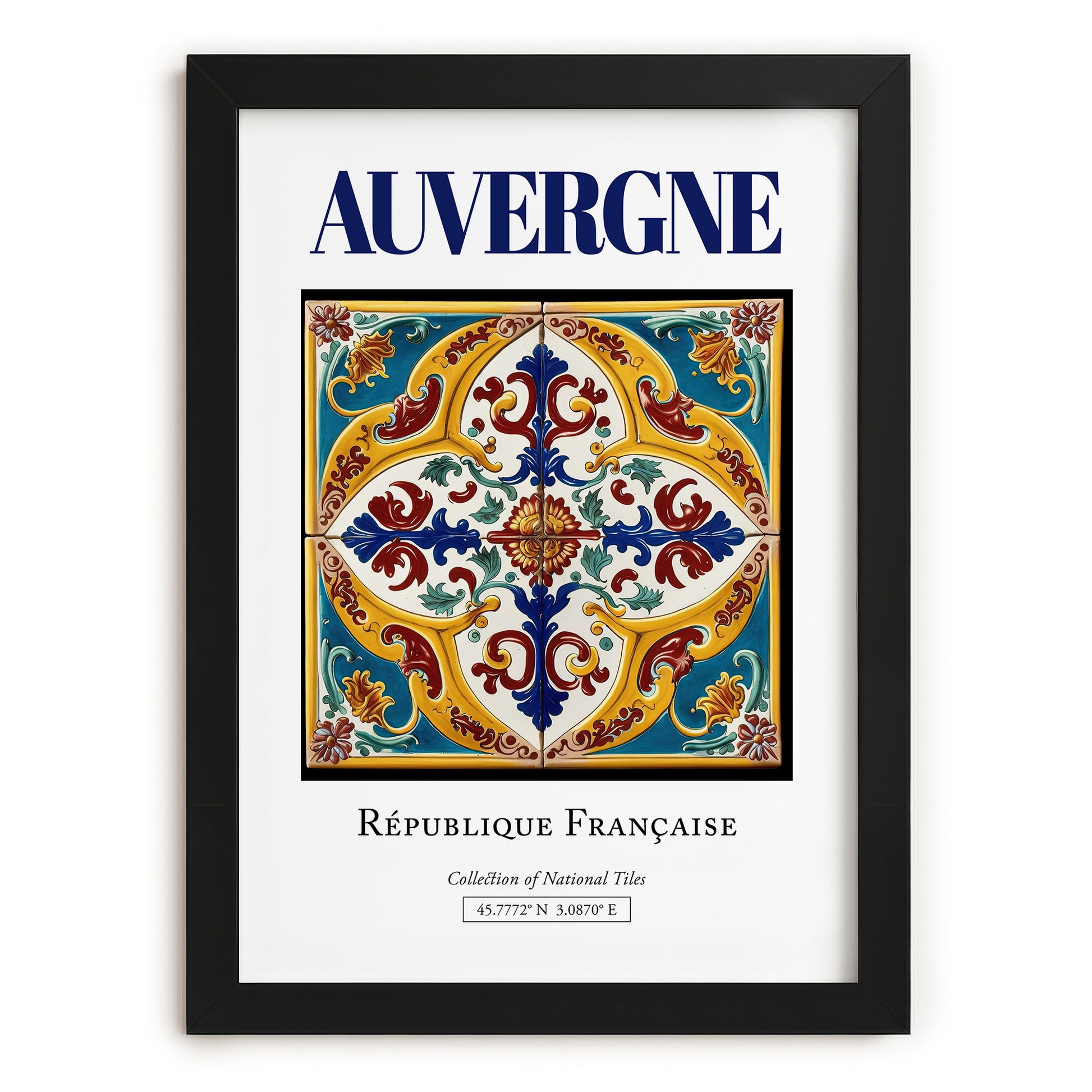 Auvergne, France – Travel Poster, in sleek black frame