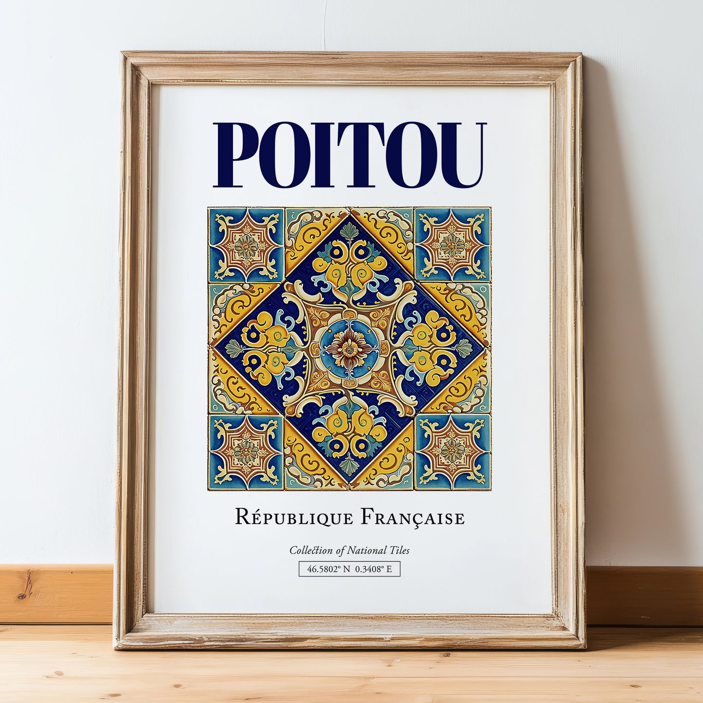 Poitou, France – Travel Wall Decor, in wooden frame leaning on the floor