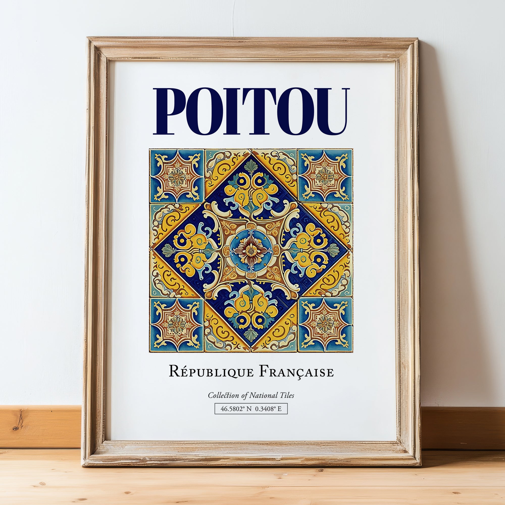 Poitou, France – Travel Wall Decor, in wooden frame leaning on the floor