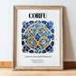 Corfu, Greece – Travel Print, in wooden frame leaning on the floor