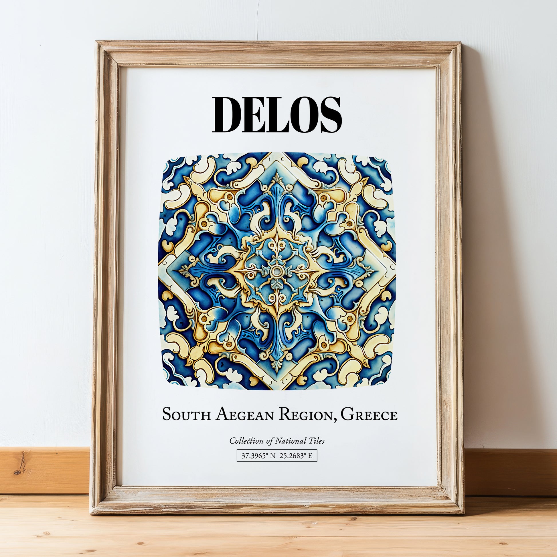 Delos, Greece – Travel Print, in wooden frame leaning on the floor