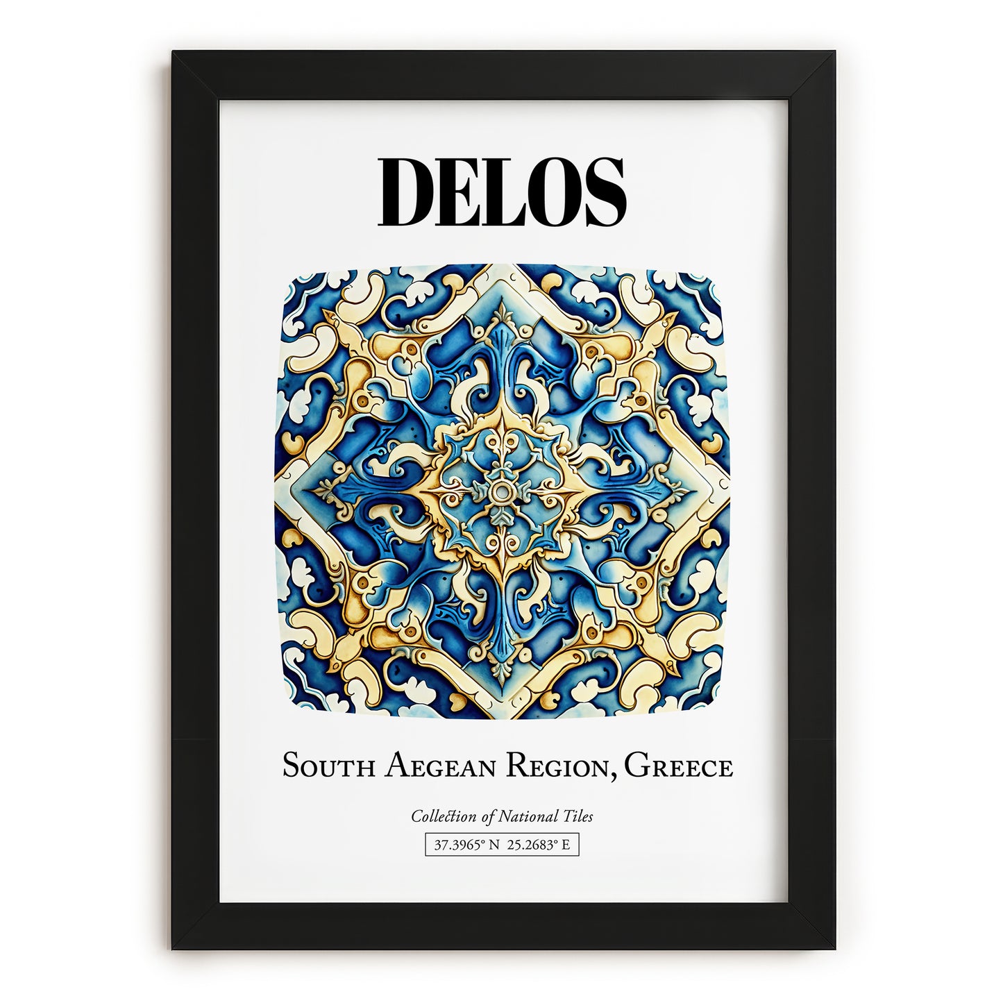 Delos, Greece – Travel Print, in sleek black frame