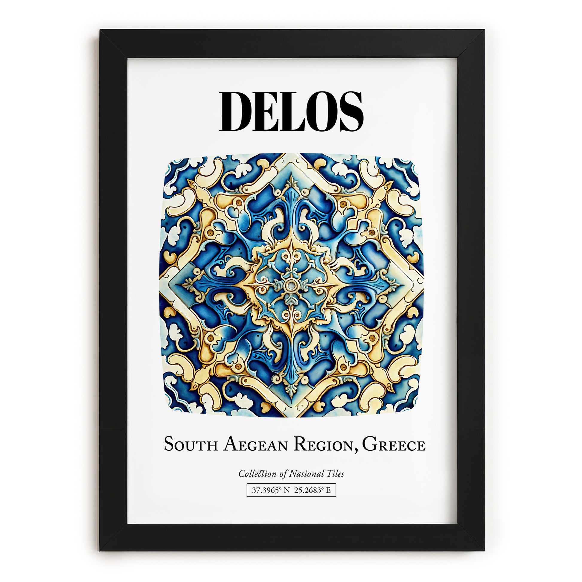 Delos, Greece – Travel Print, in sleek black frame