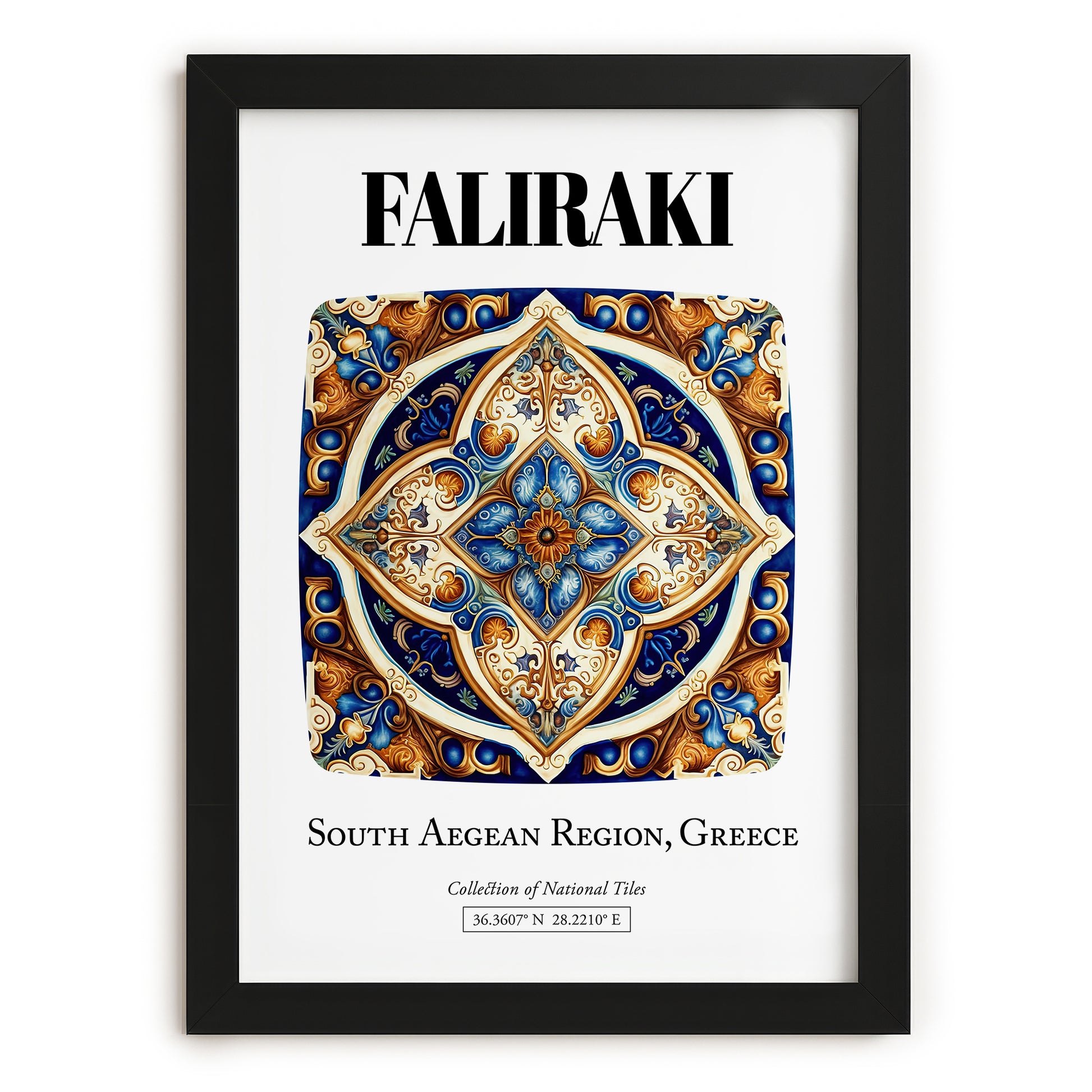 Faliraki, Greece – Architectural Travel Art, in sleek black frame