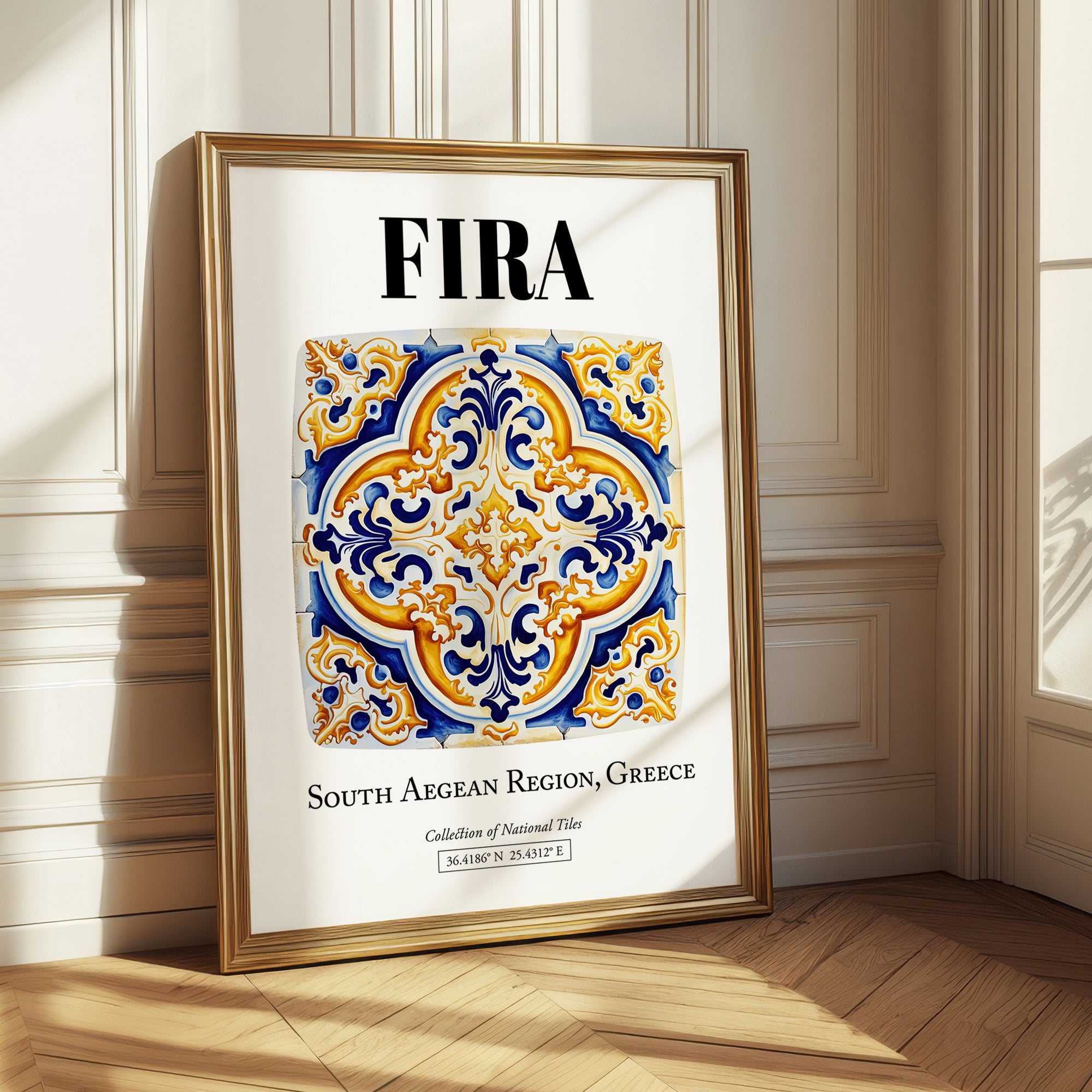 Fira, Greece – Travel Print, styled in a charming Paris street view