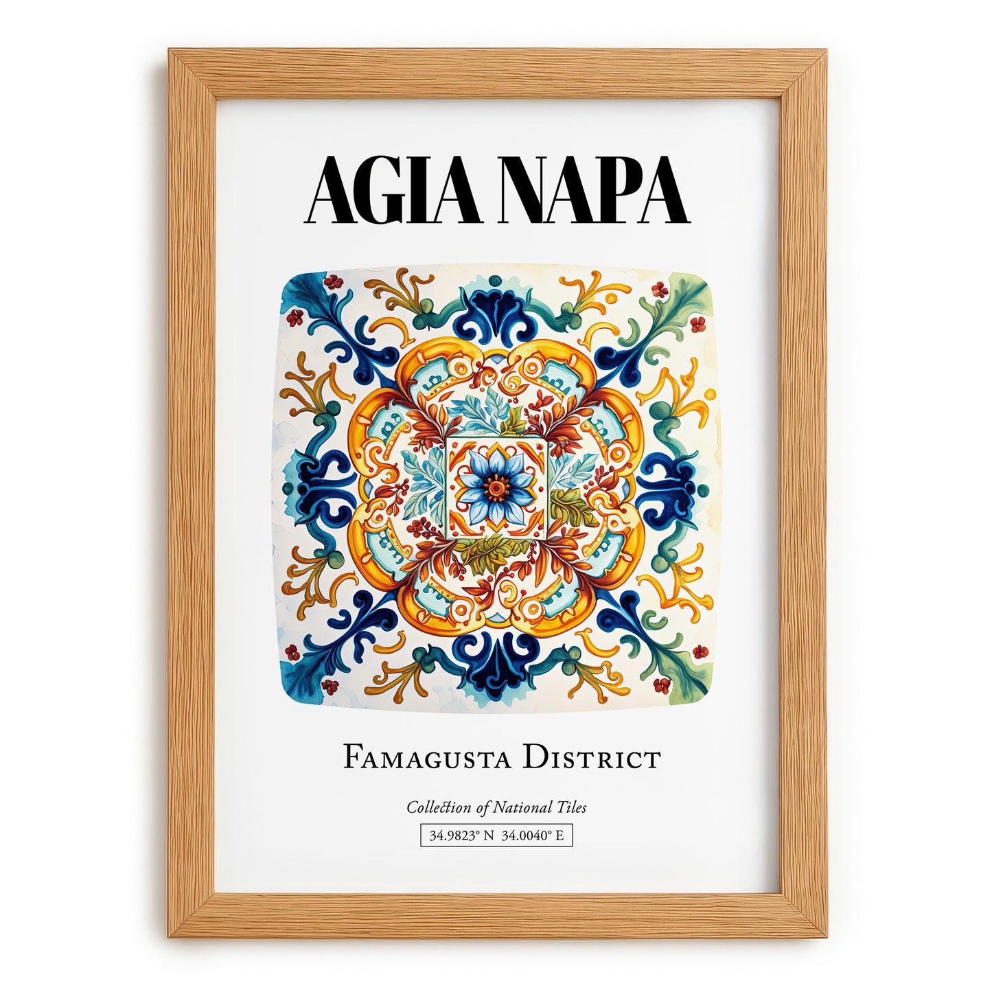 Agia Napa, Greece – Travel Poster, set in oak frame