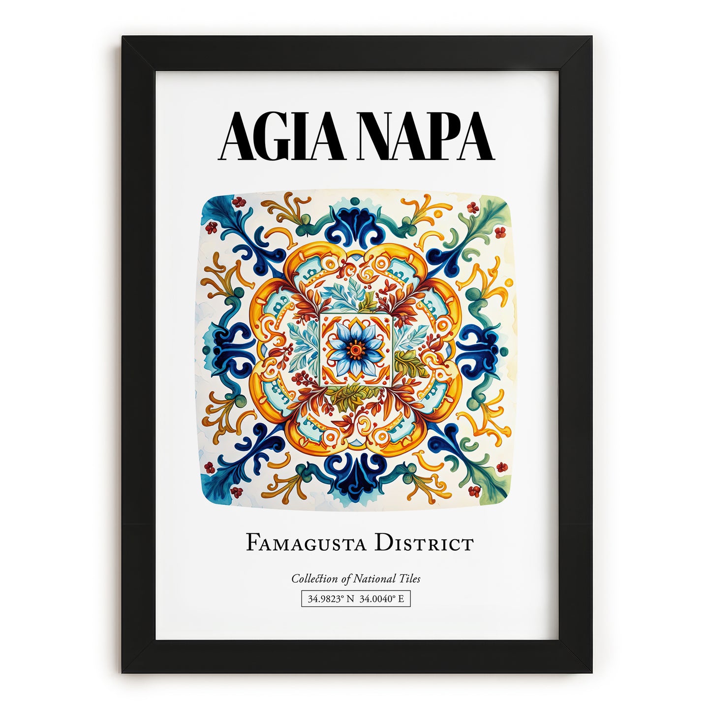 Agia Napa, Greece – Travel Poster, in sleek black frame