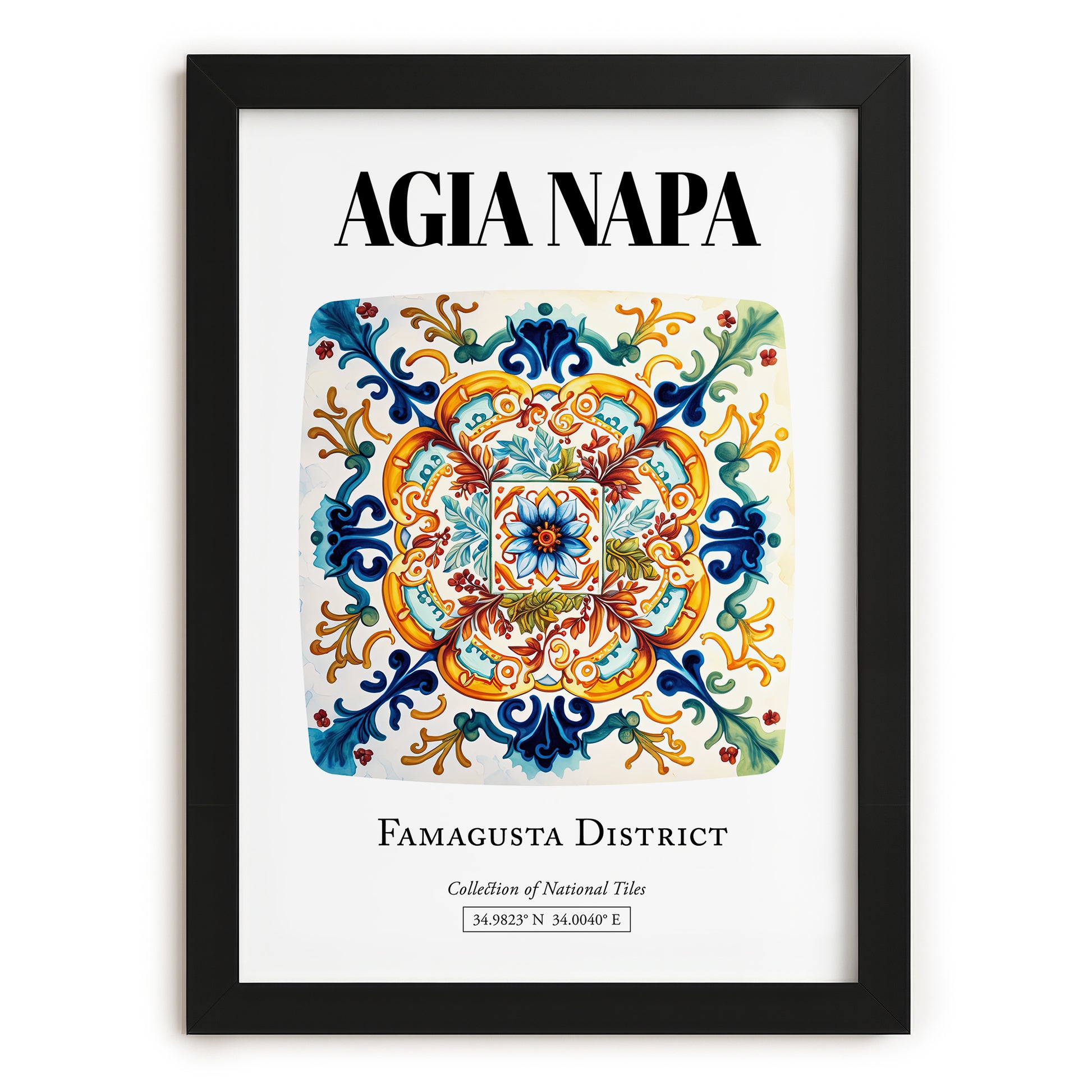 Agia Napa, Greece – Travel Poster, in sleek black frame
