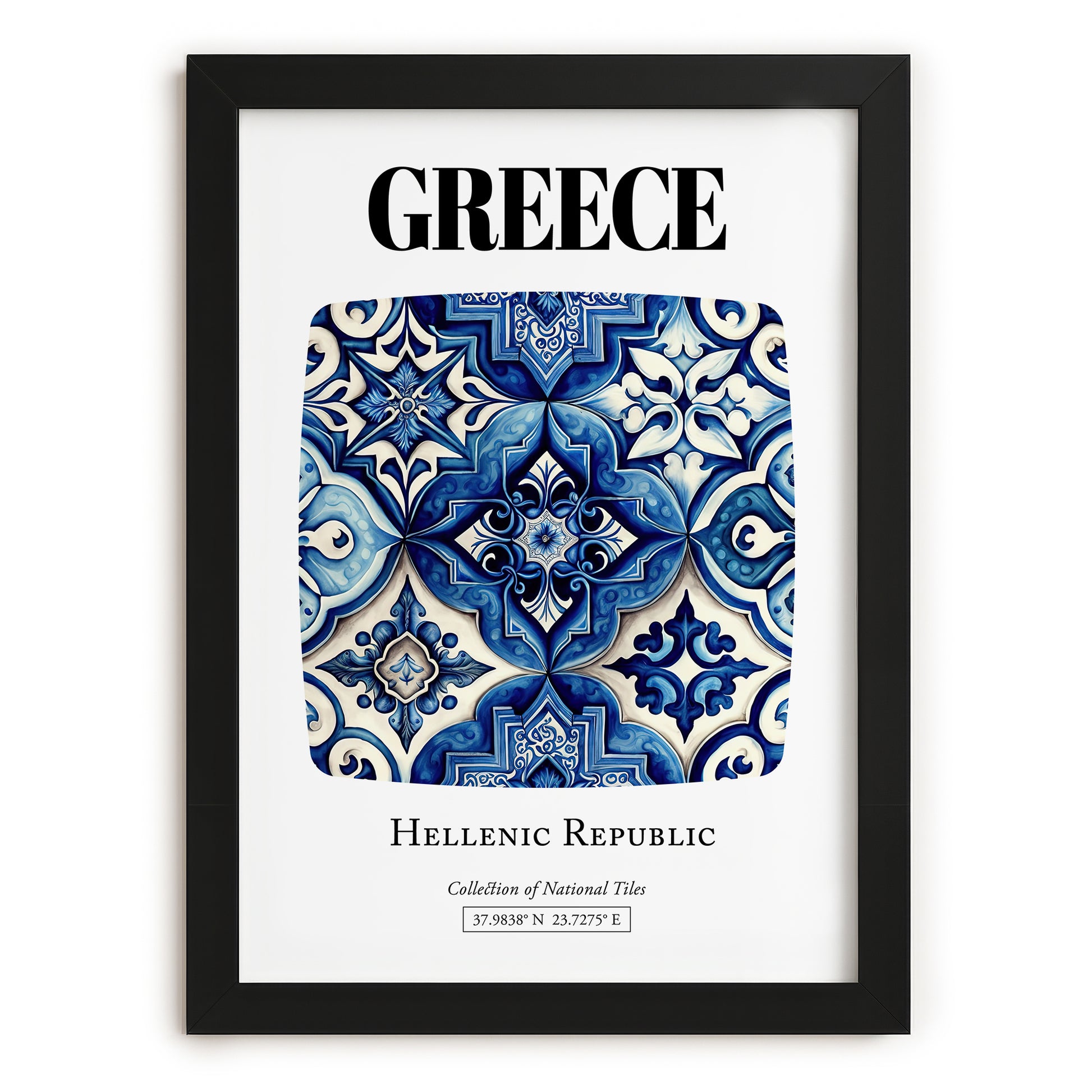 Greece, Hellenic Republic – Travel Print, in sleek black frame