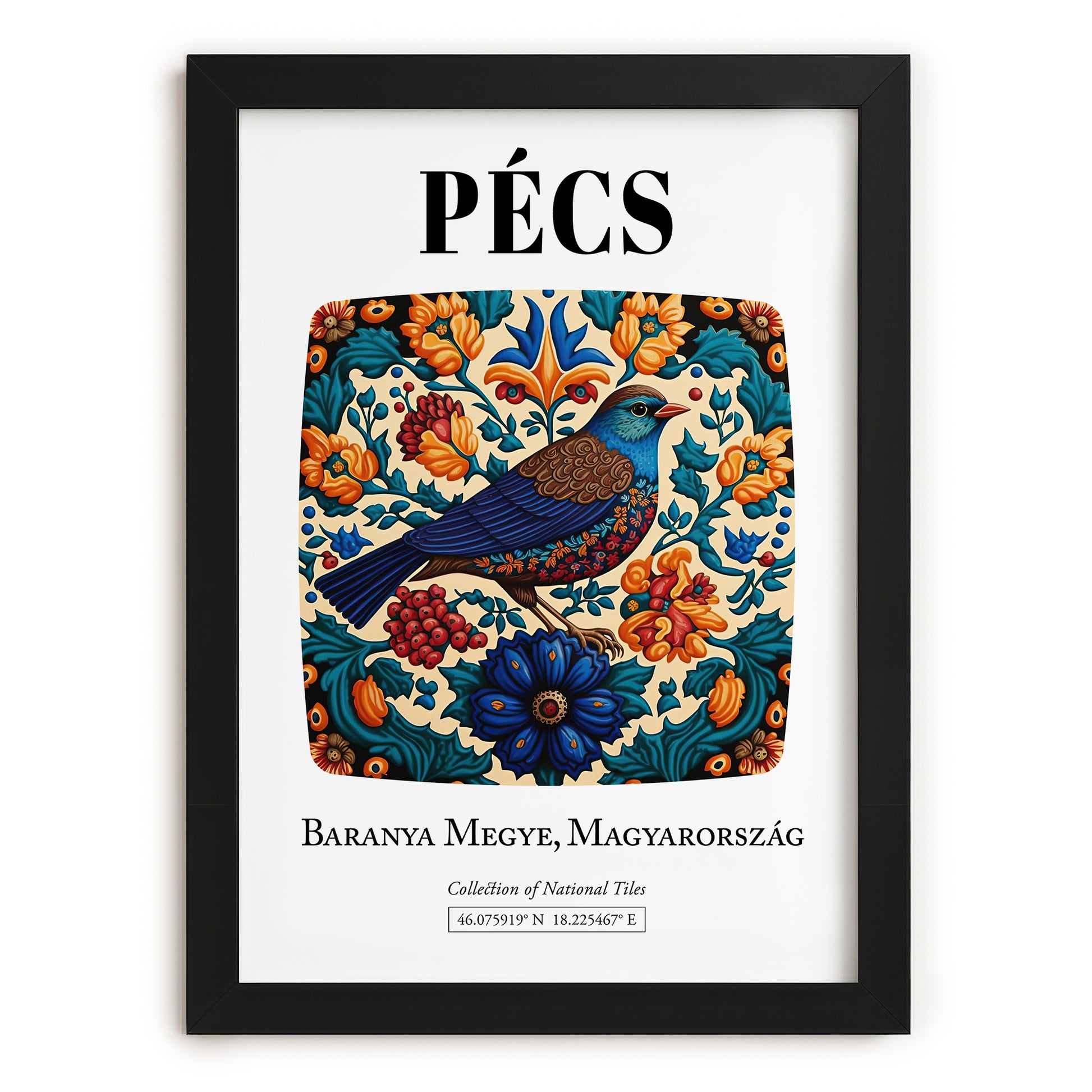 Pécs, Hungary – Global Cities Wall Print, in sleek black frame