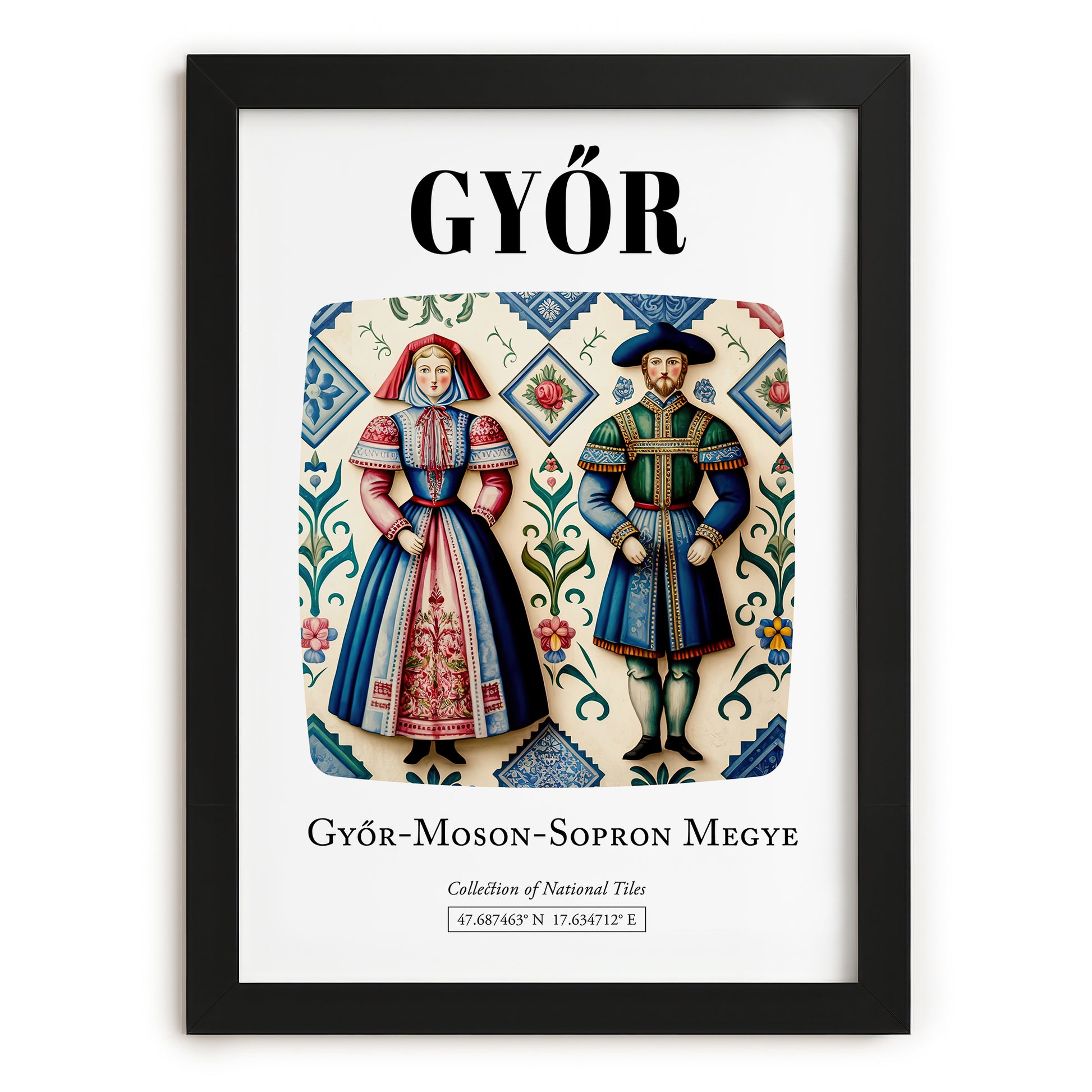 Győr, Hungary – Travel Poster, in sleek black frame