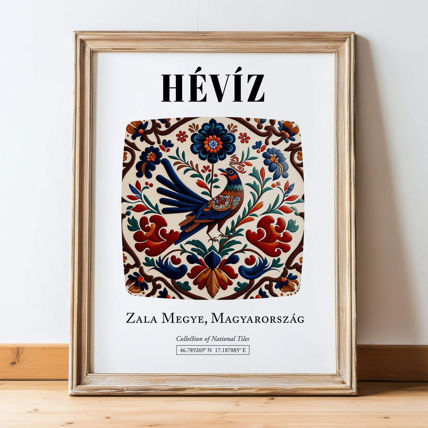 Hévíz, Hungary – Global Cities Wall Print, in wooden frame leaning on the floor