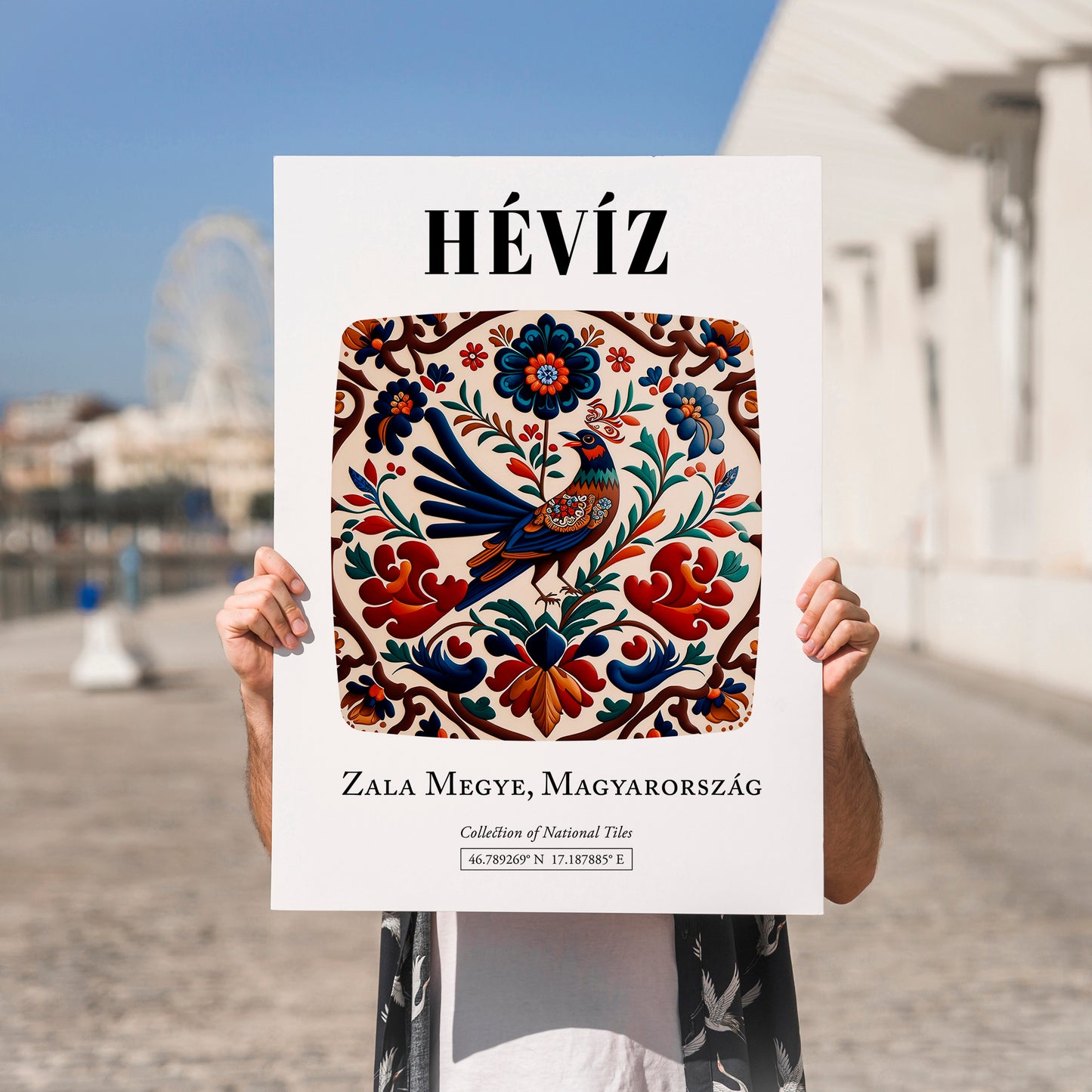 Hévíz, Hungary – Global Cities Wall Print, no-text version framed in wood
