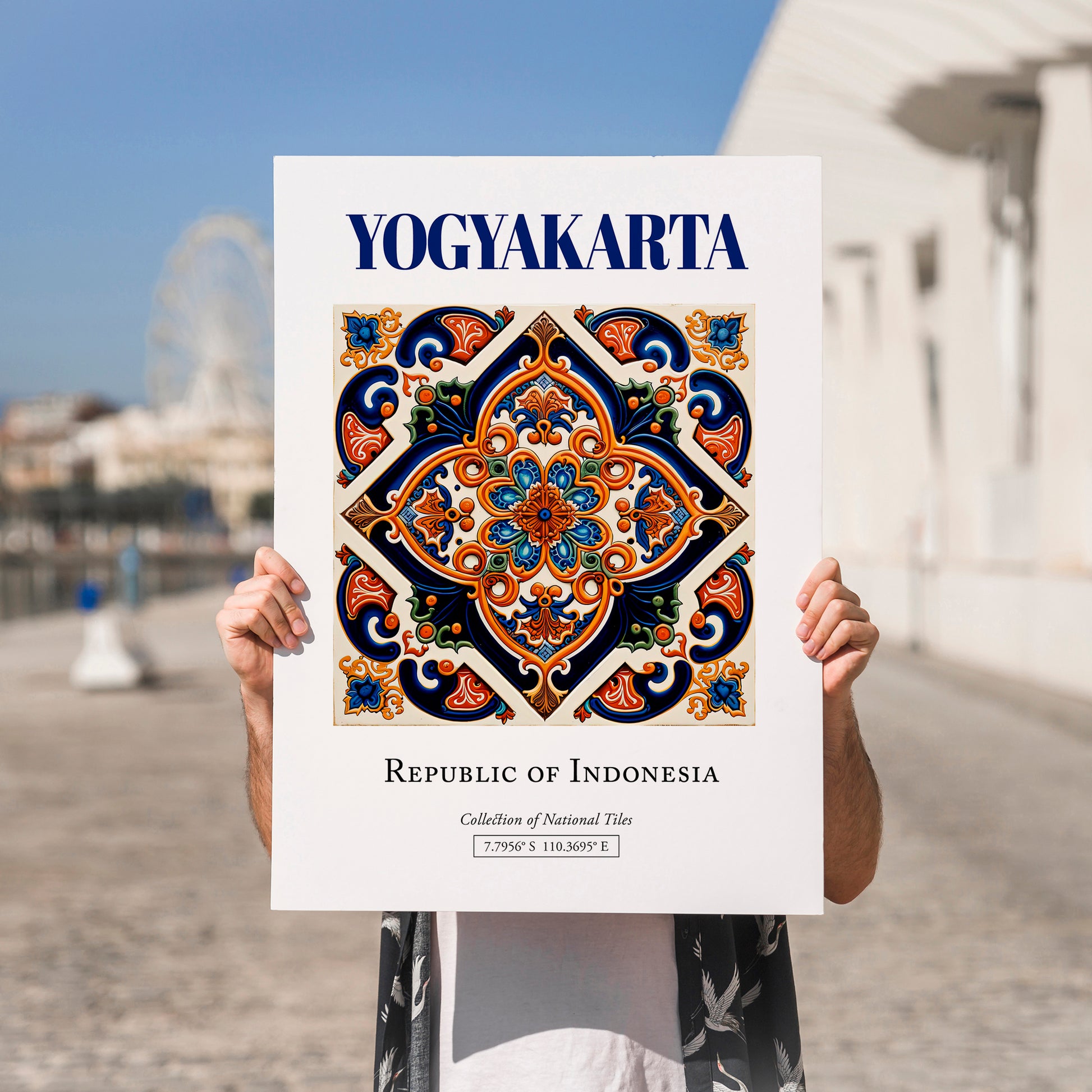 Yogyakarta, Indonesia – Travel Print, no-text version framed in wood