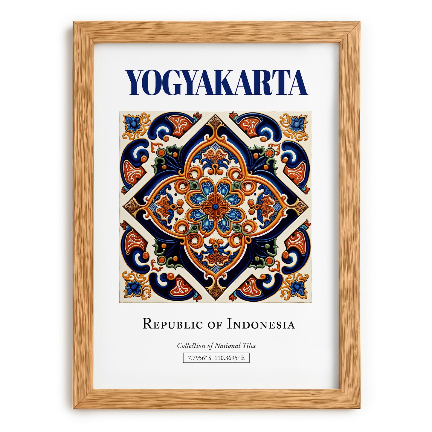 Yogyakarta, Indonesia – Travel Print, set in oak frame