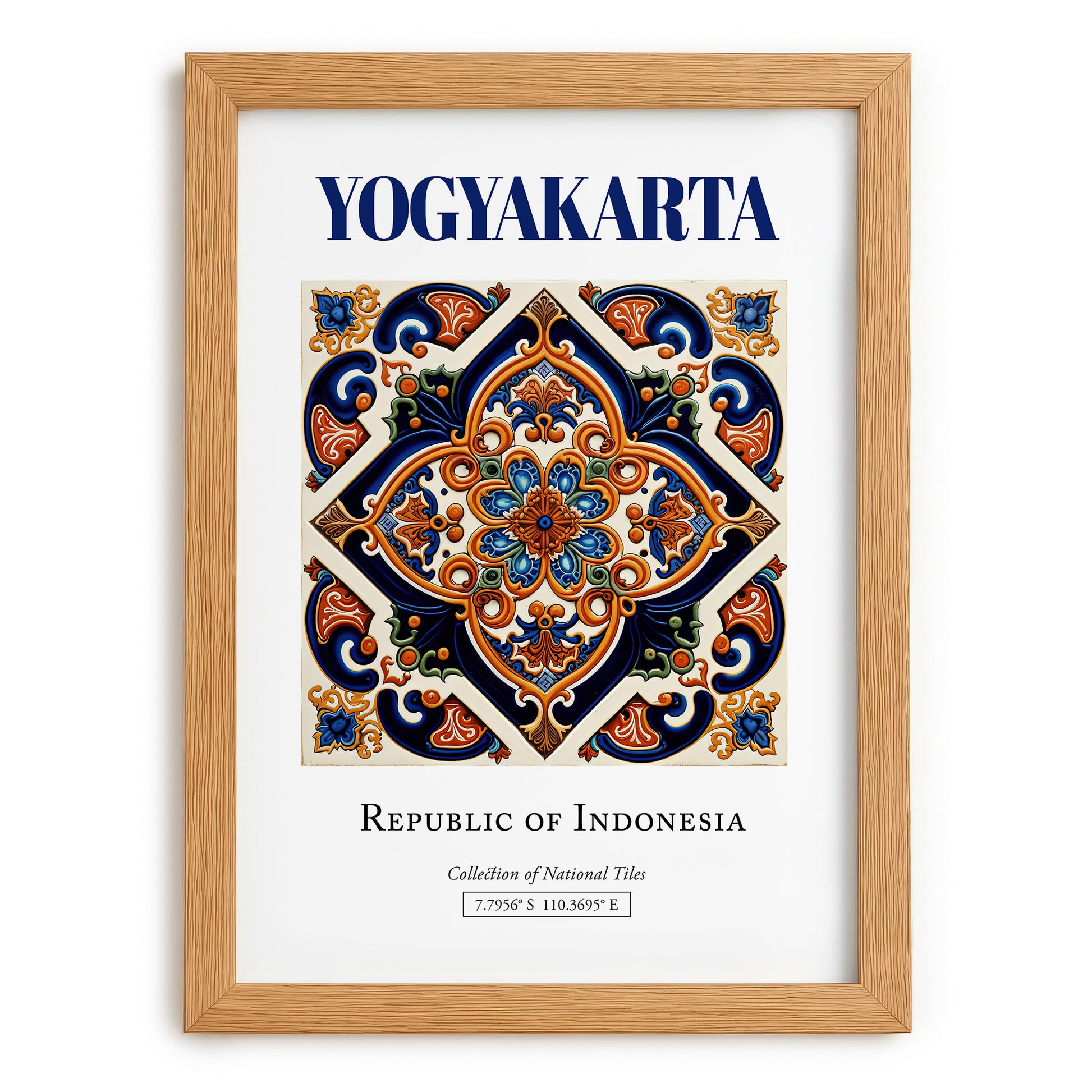 Yogyakarta, Indonesia – Travel Print, set in oak frame