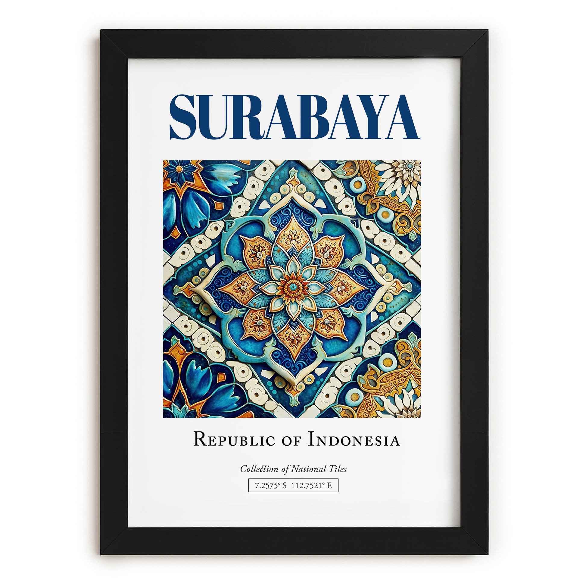 Surabaya, Indonesia – Travel Poster, in sleek black frame