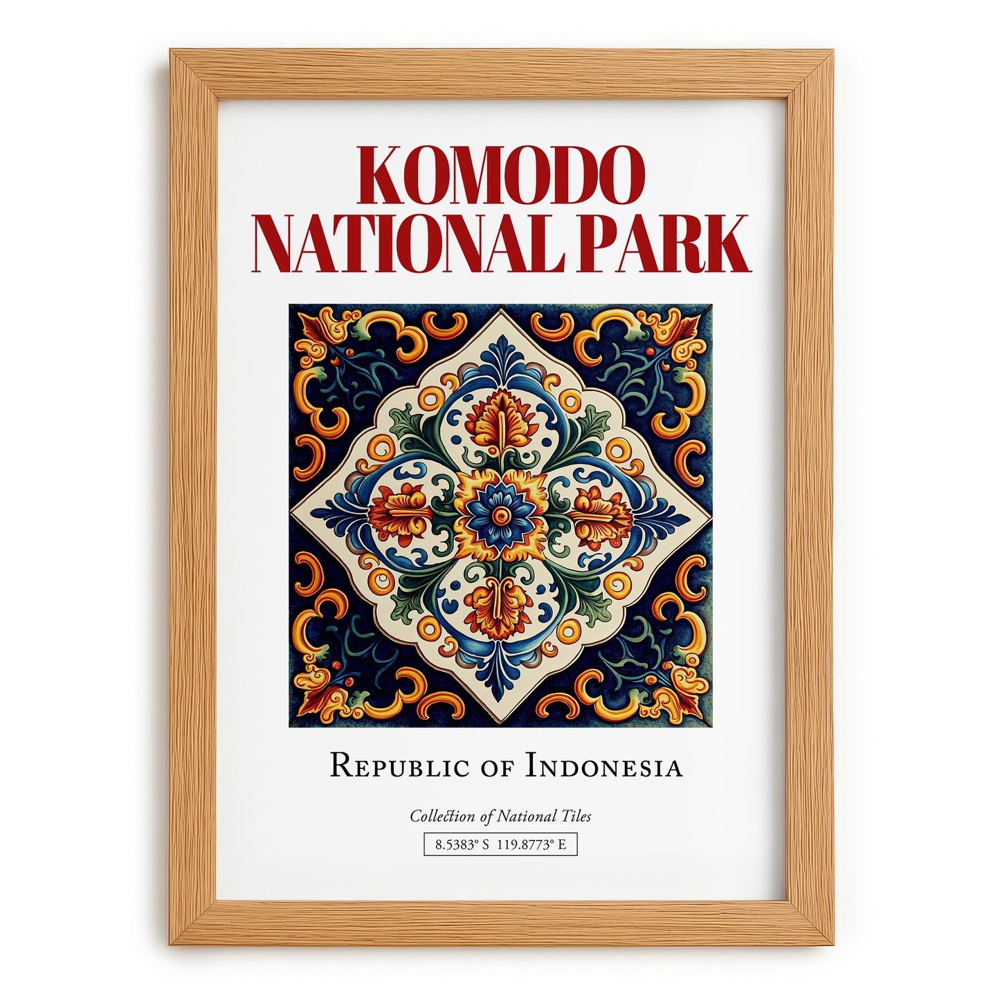 Komodo National Park, Indonesia – Travel Print, set in oak frame