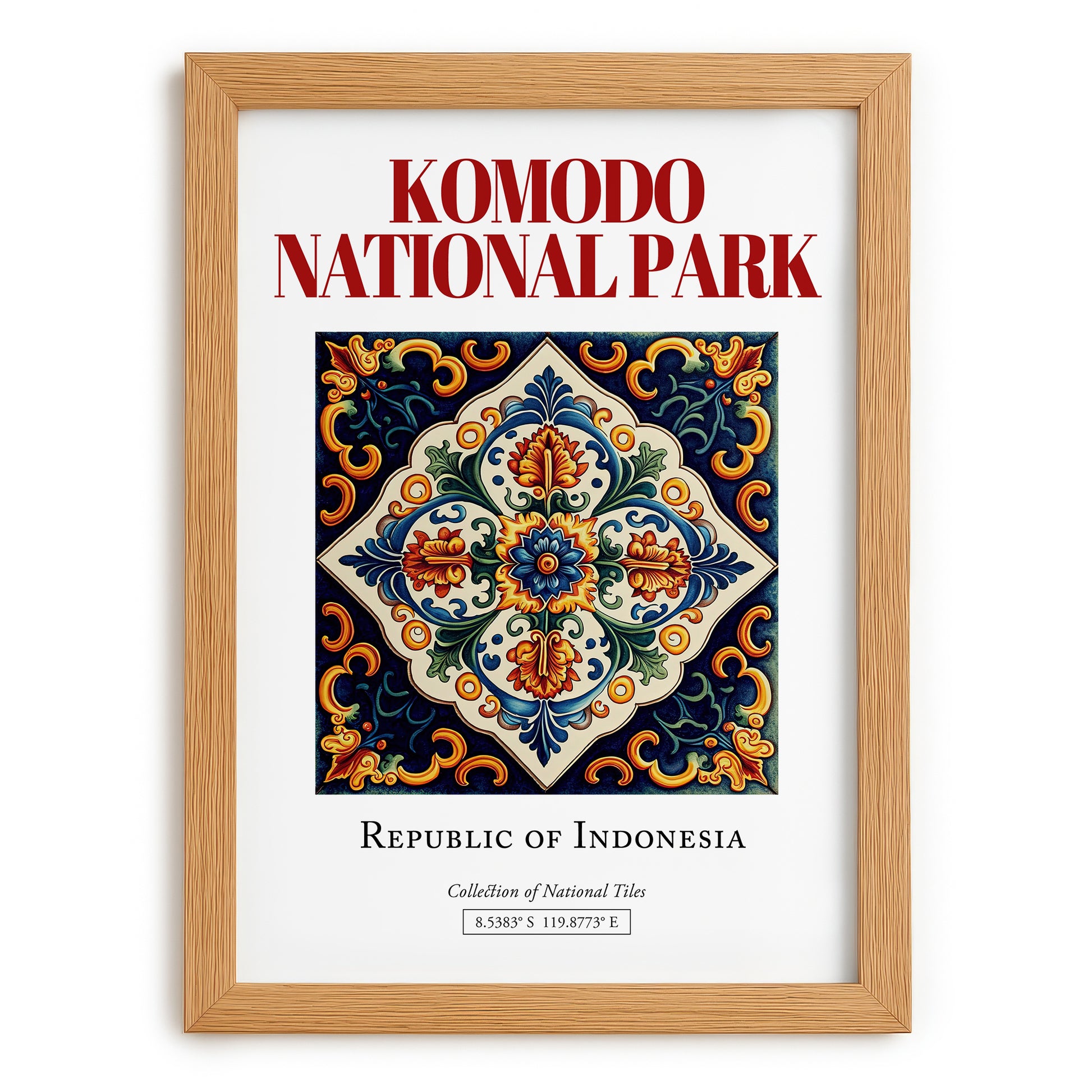 Komodo National Park, Indonesia – Travel Print, set in oak frame