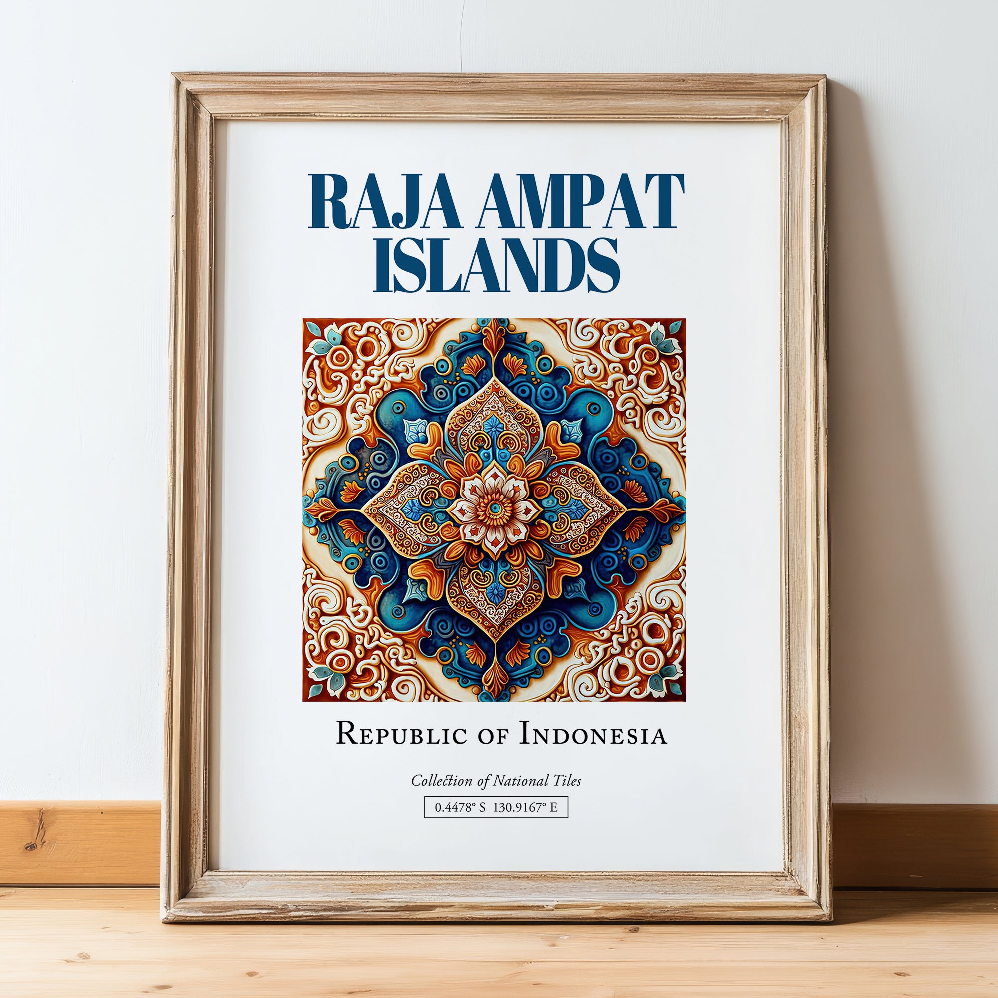Raja Ampat Islands, Indonesia – Away From Home Poster, in wooden frame leaning on the floor