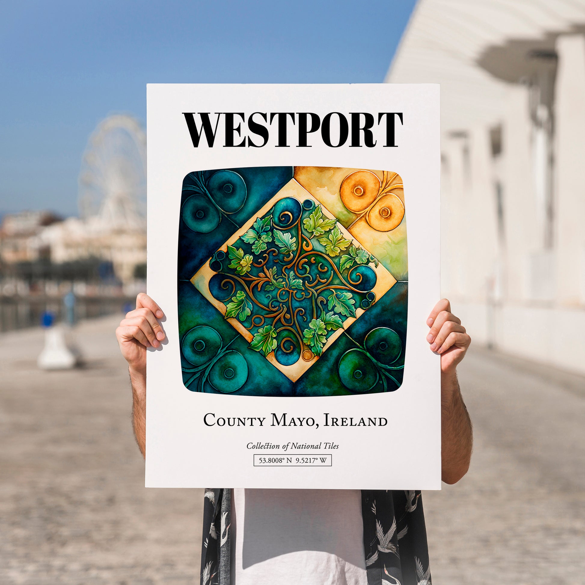Westport, Ireland – Travel Wall Art, no-text version framed in wood